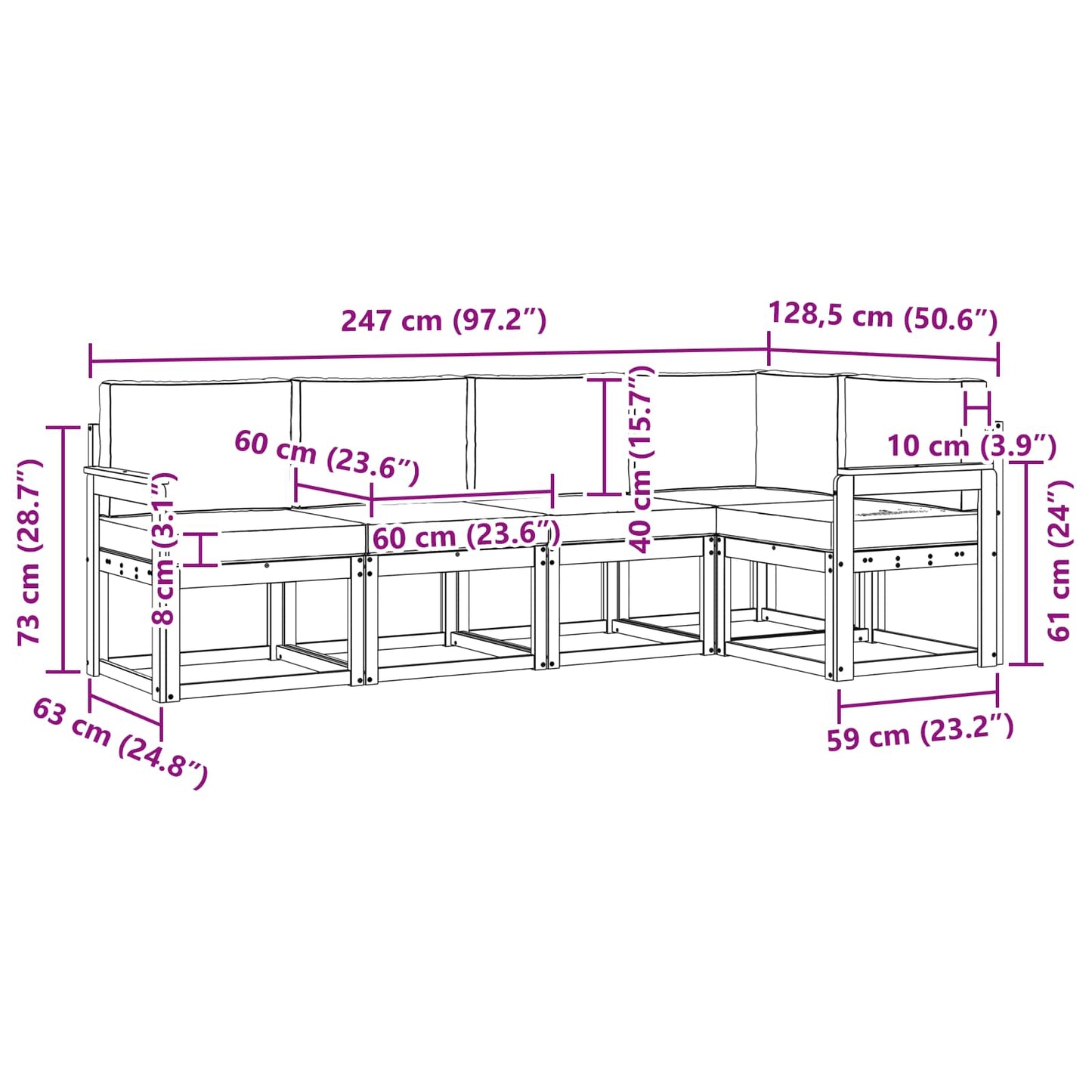 Outdoor-Sofagarnitur 5 stk. Natur und Beige