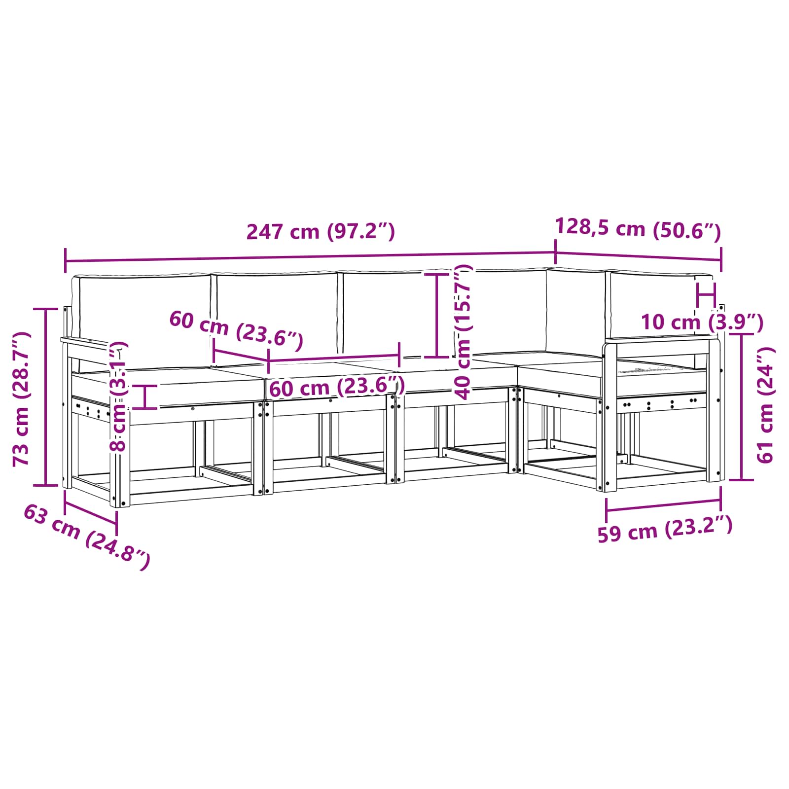 Outdoor-Sofagarnitur 5 stk. Natur und Beige