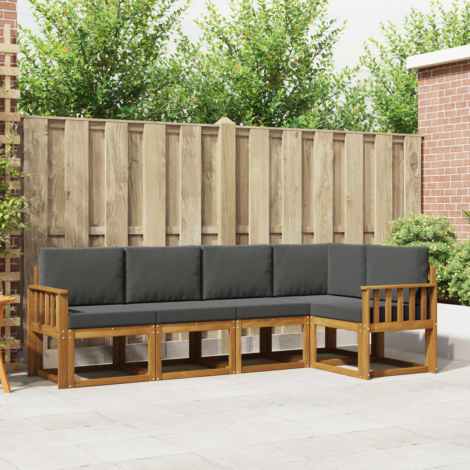 Outdoor-Sofagarnitur 5 stk. Natur und Anthrazit