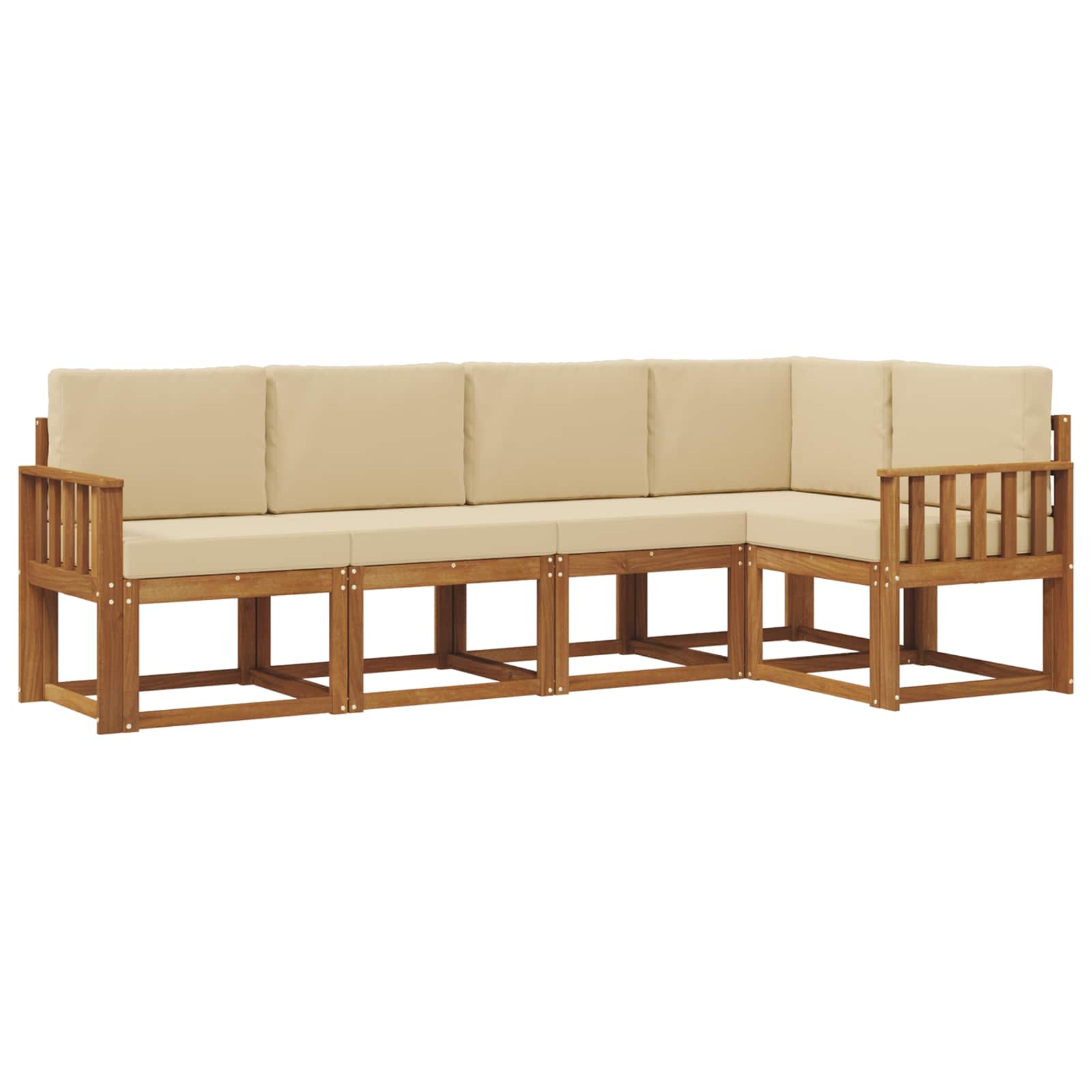 Outdoor-Sofagarnitur 5 stk. Natur und Beige