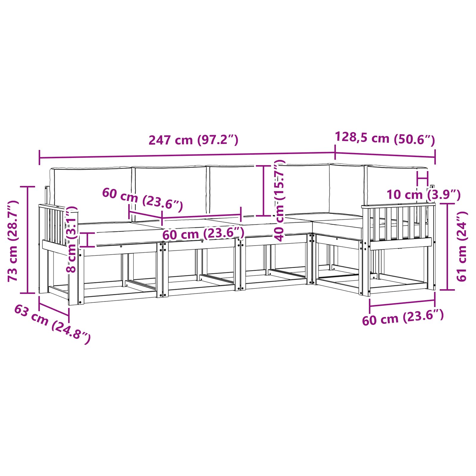 Outdoor-Sofagarnitur 5 stk. Natur und Beige