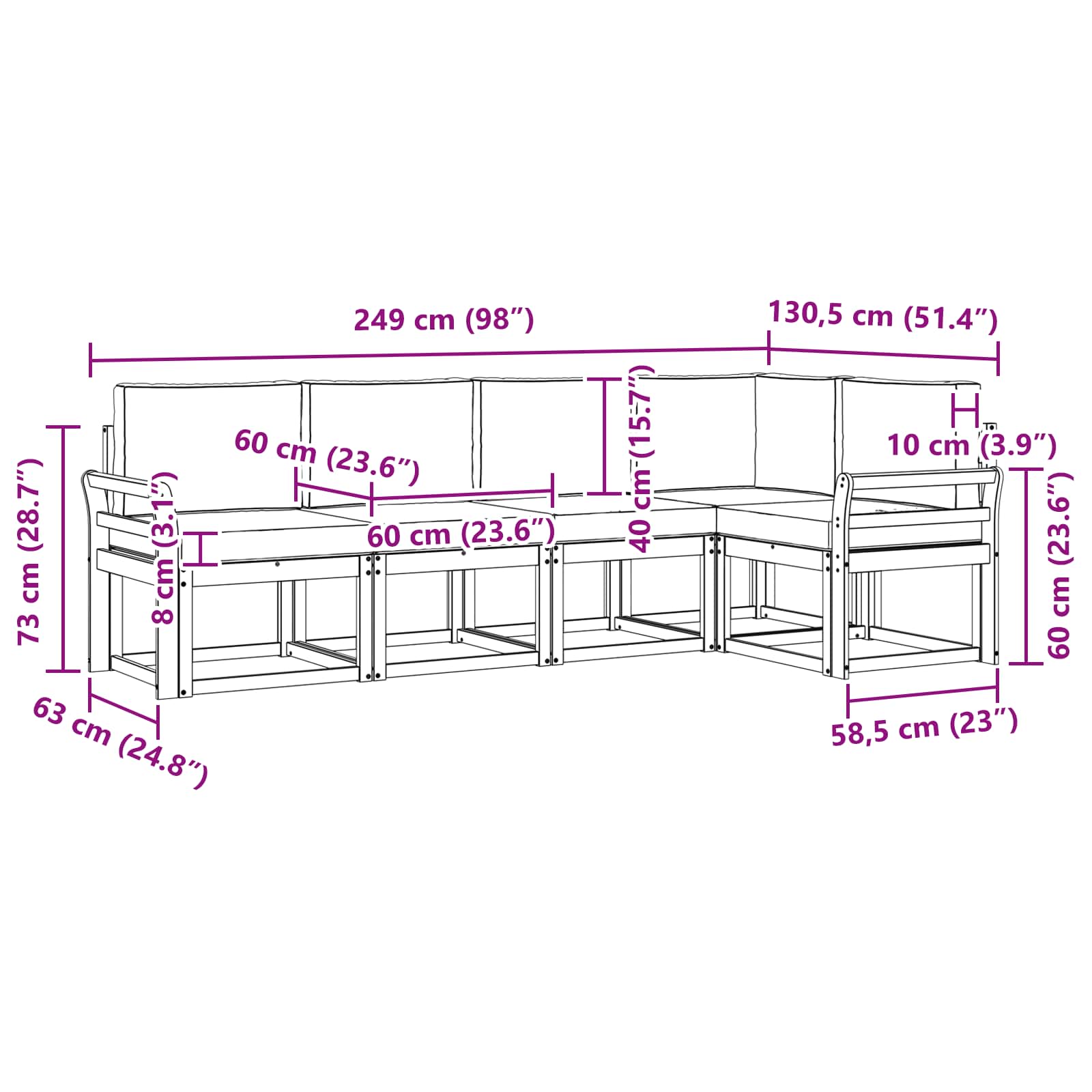 Outdoor-Sofagarnitur 5 stk. Natur und Beige