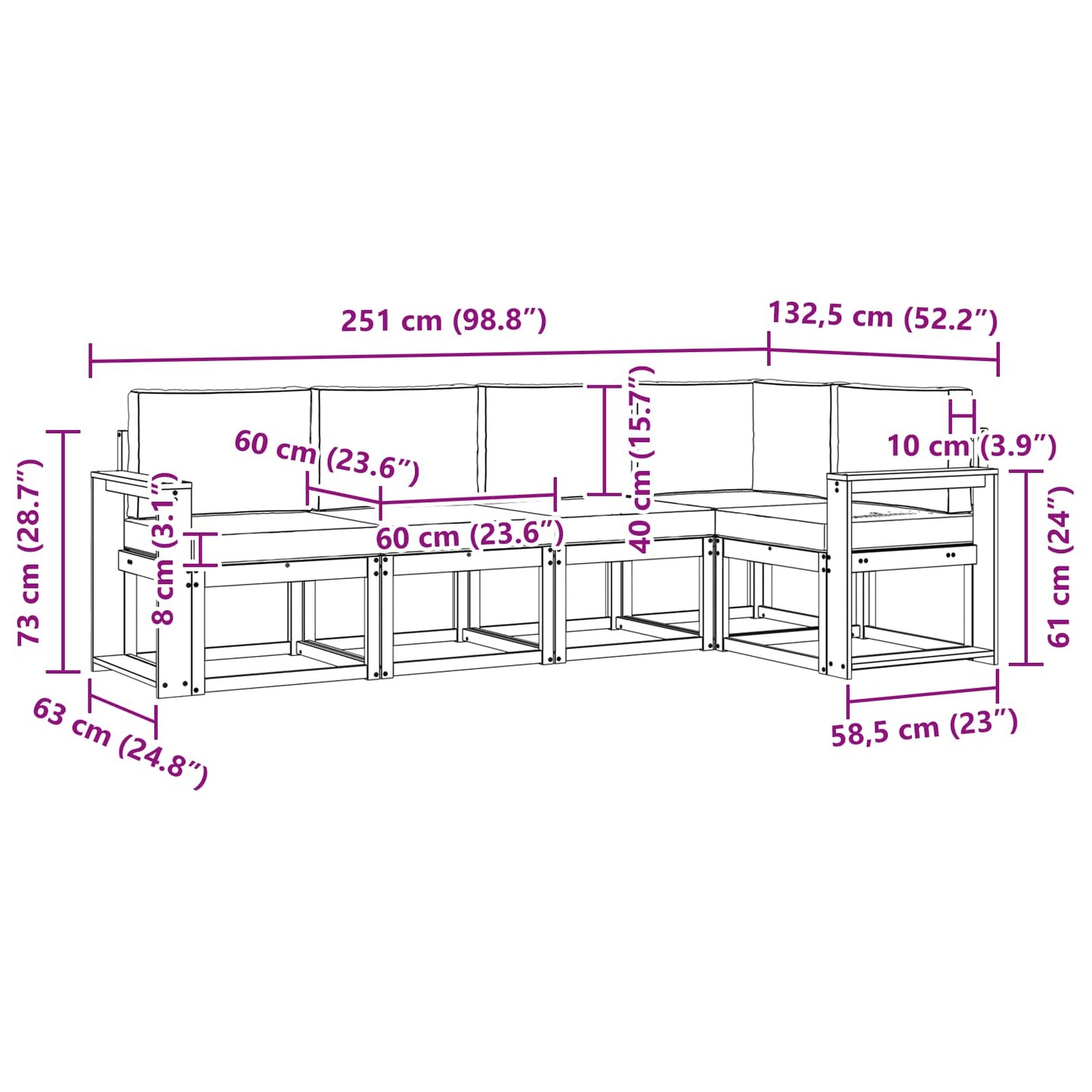 Outdoor-Sofagarnitur 5 stk. Natur und Creme