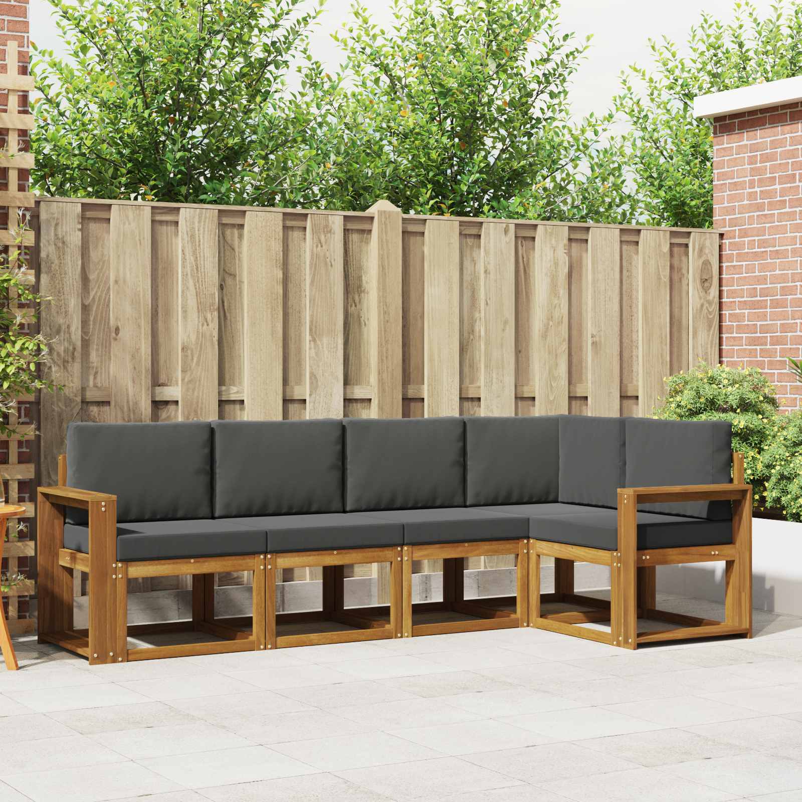 Outdoor-Sofagarnitur 5 stk. Natur und Anthrazit