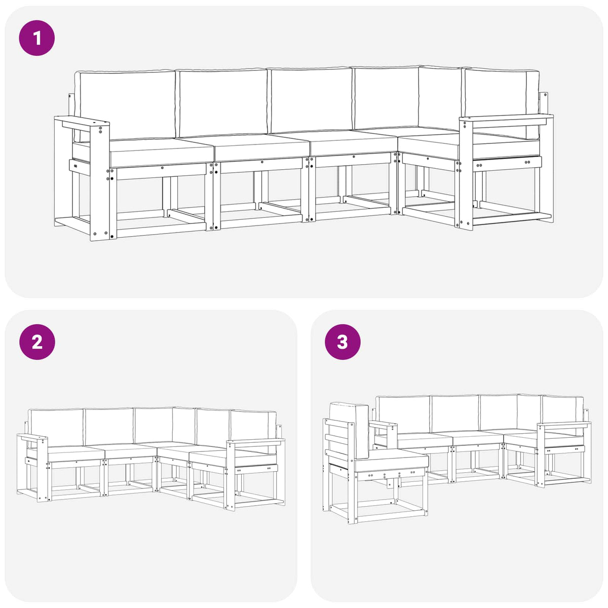 Outdoor-Sofagarnitur 5 stk. Natur und Anthrazit