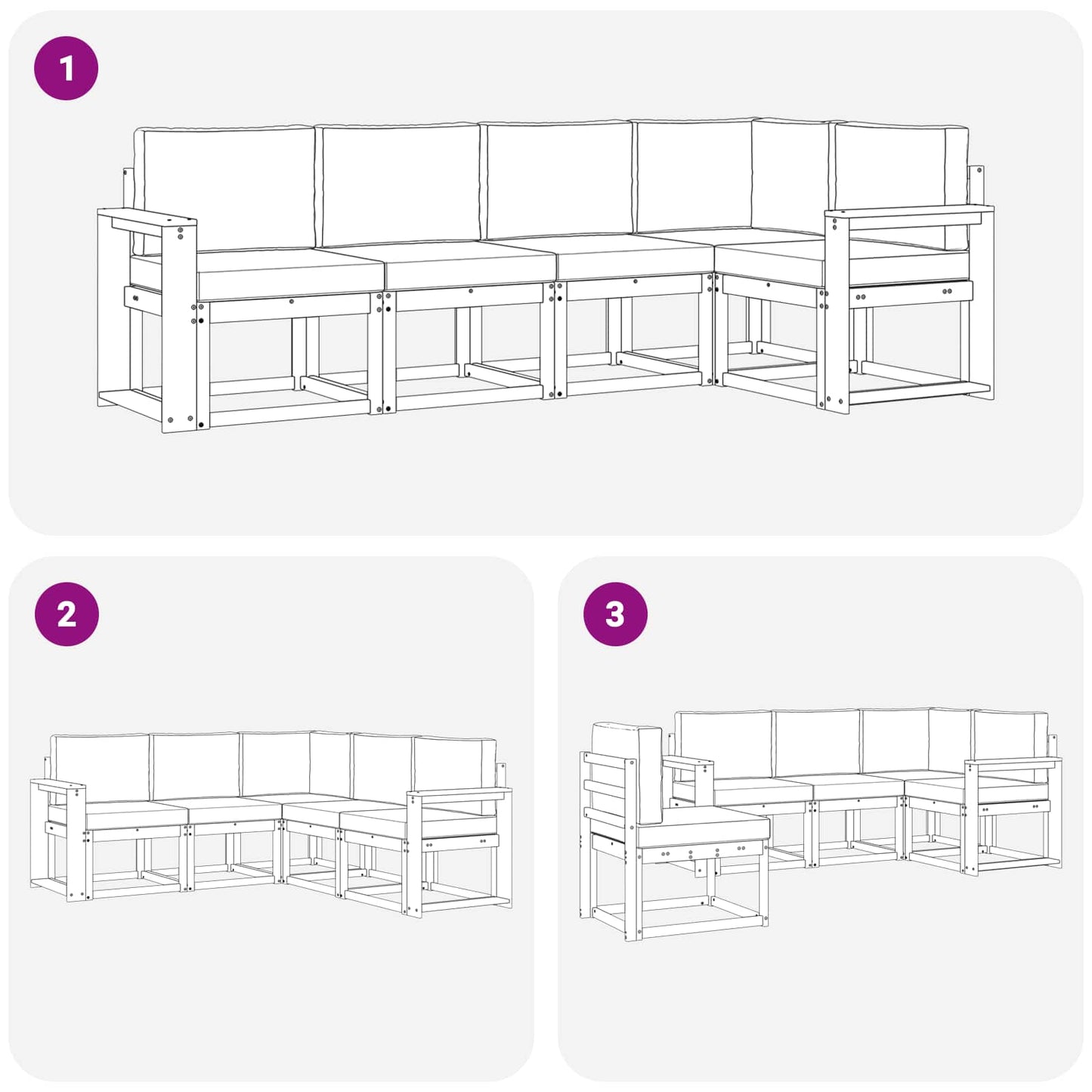 Outdoor-Sofagarnitur 5 stk. Natur und Anthrazit