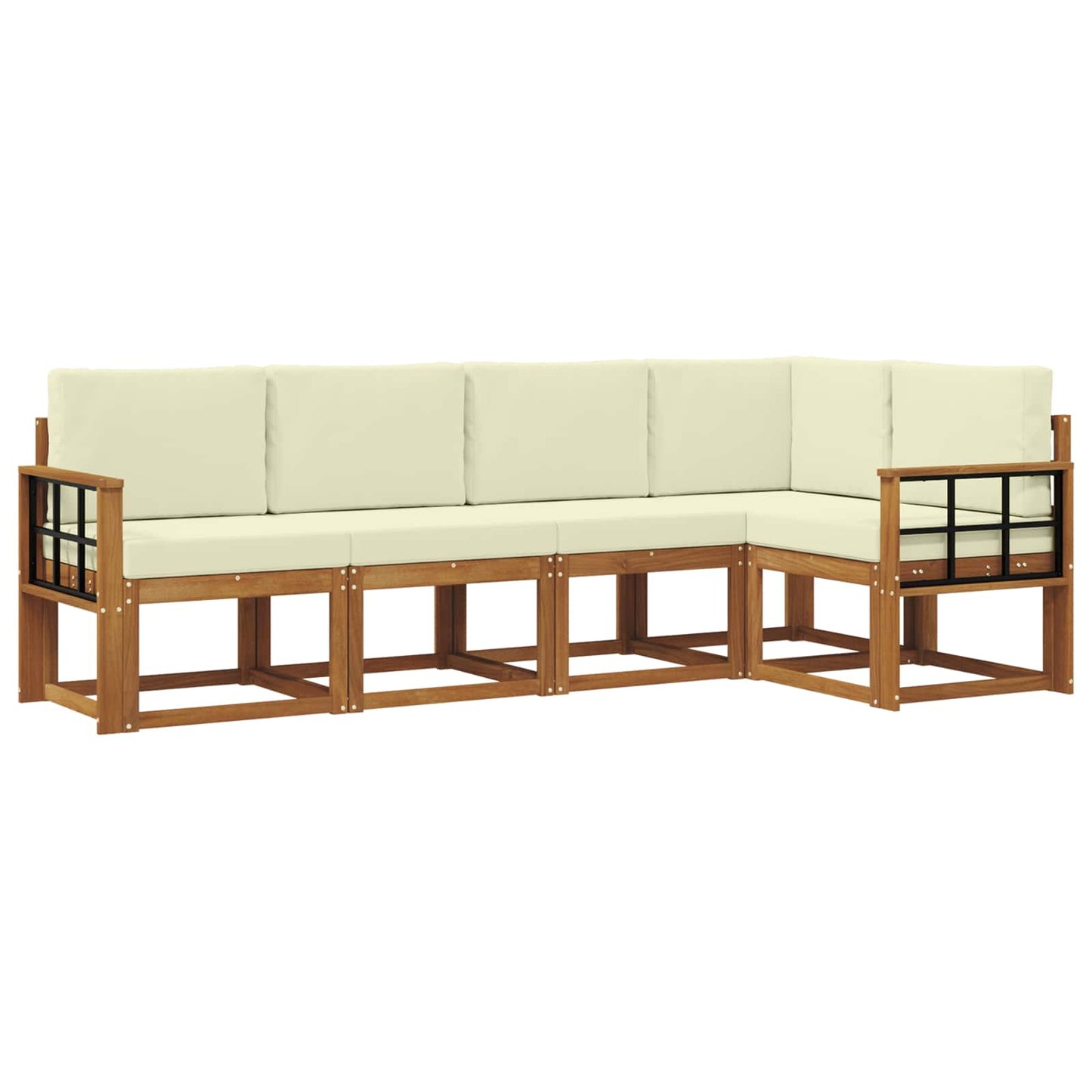 Outdoor-Sofagarnitur 5 stk. Natur und Creme