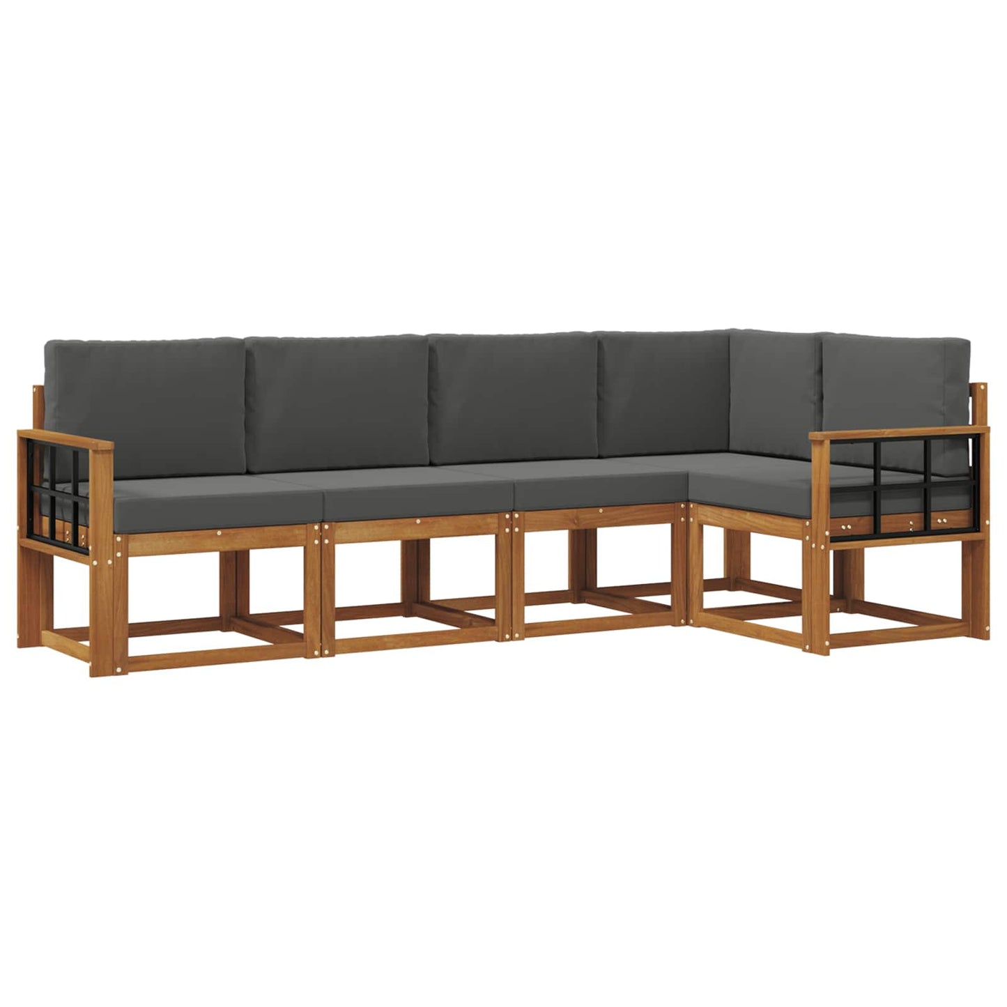 Outdoor-Sofagarnitur 5 stk. Natur und Anthrazit