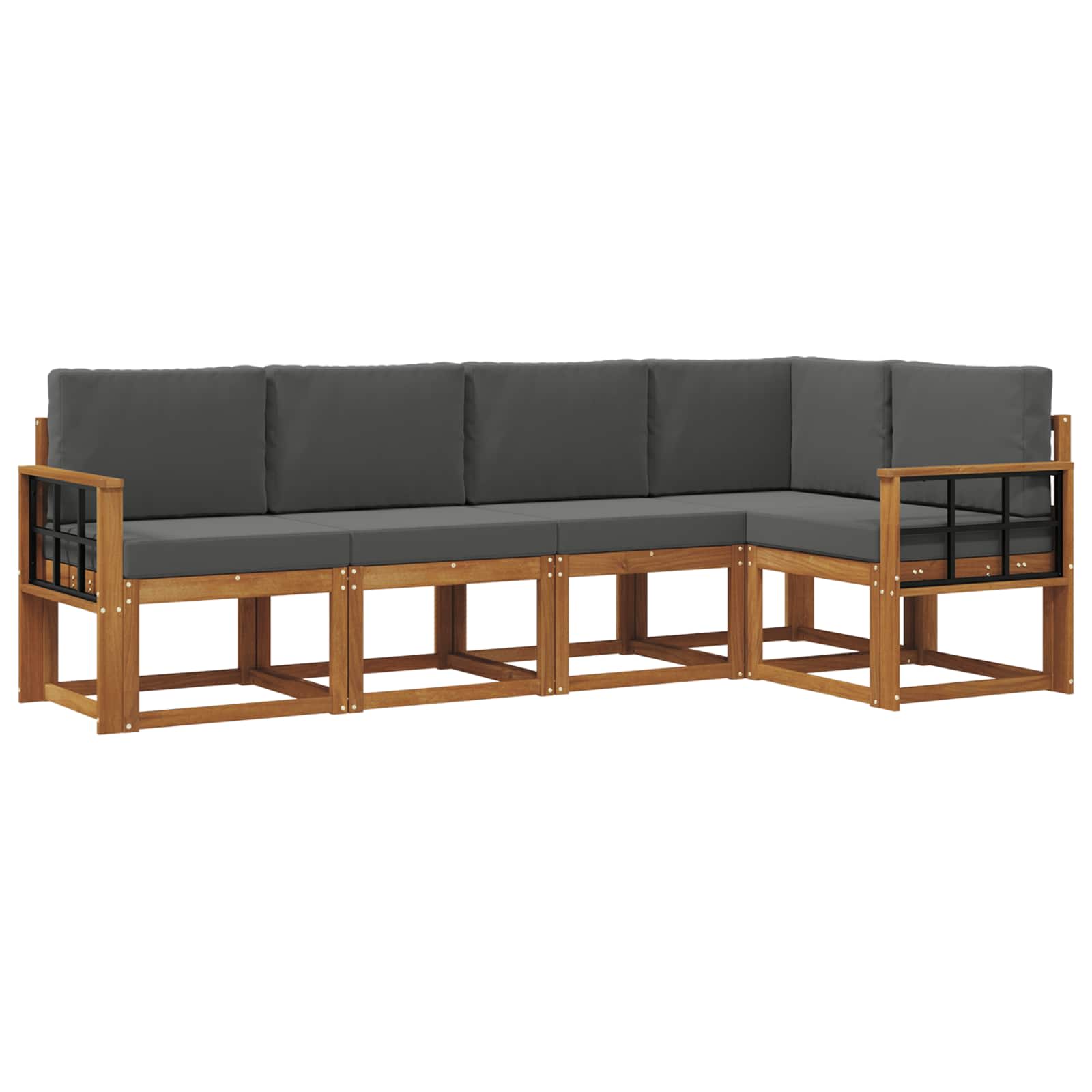 Outdoor-Sofagarnitur 5 stk. Natur und Anthrazit