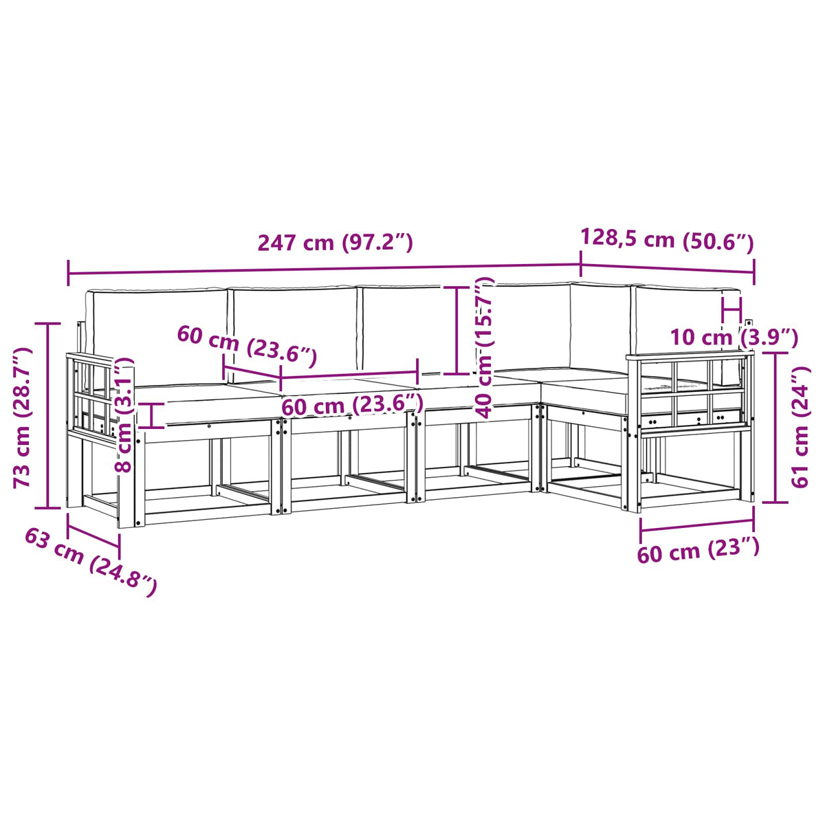 Outdoor-Sofagarnitur 5 stk. Natur und Anthrazit
