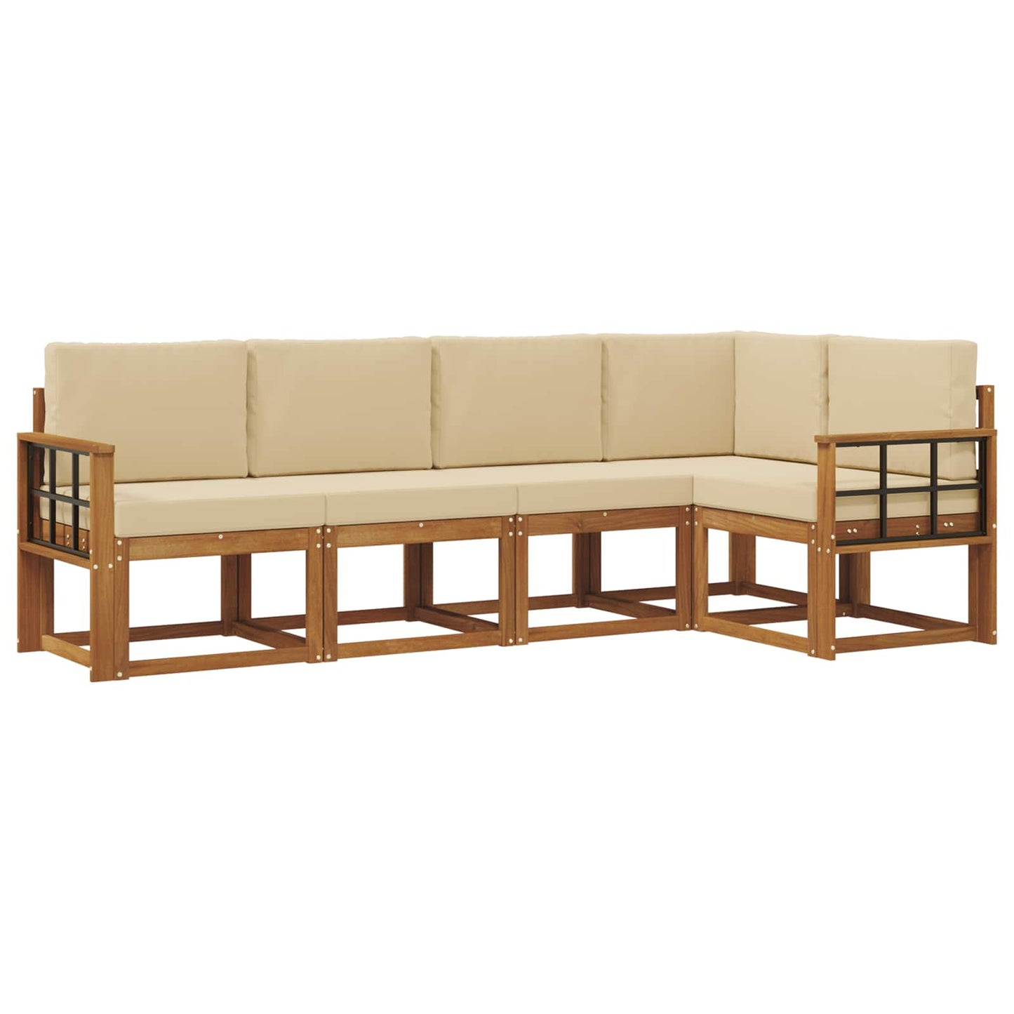 Outdoor-Sofagarnitur 5 stk. Natur und Beige