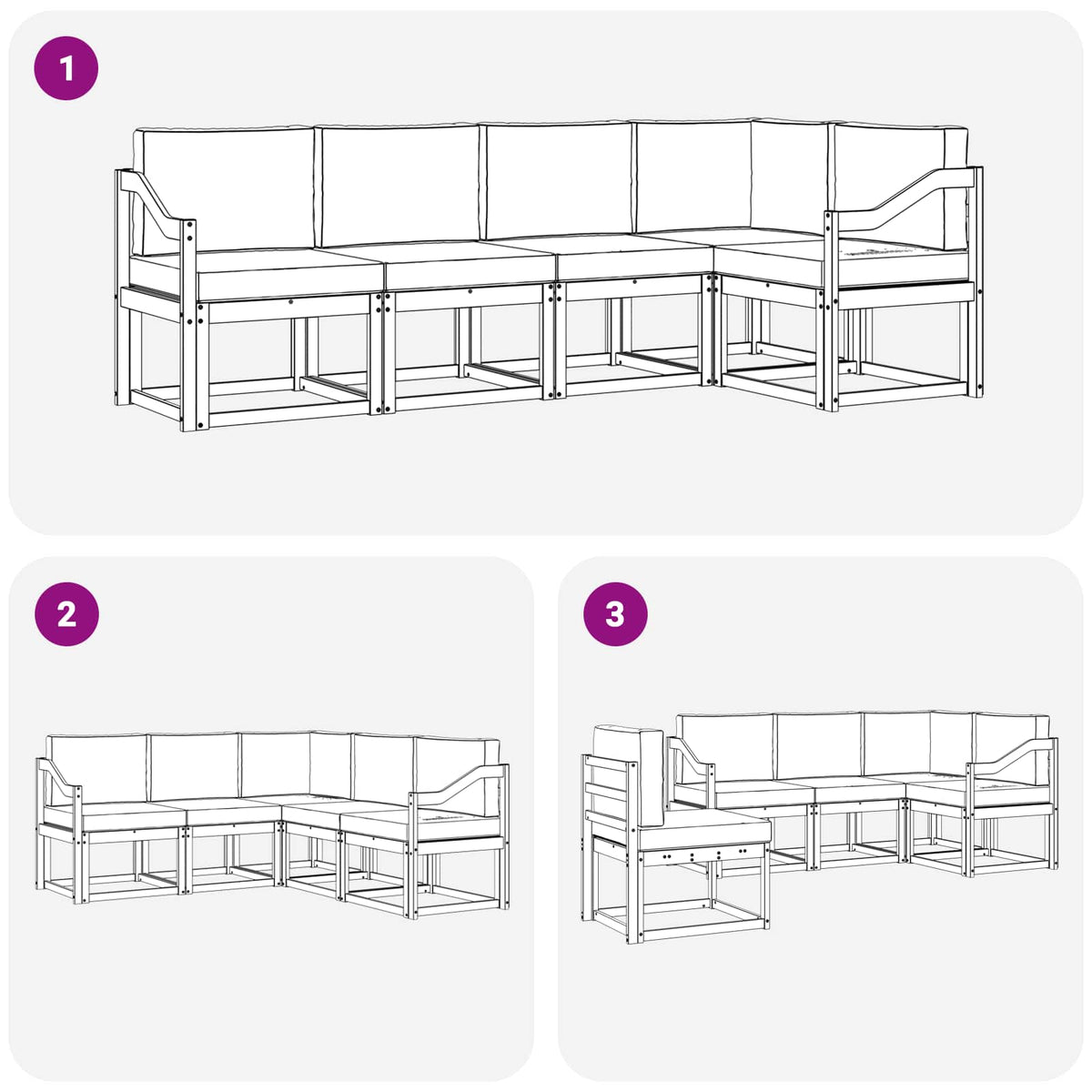 Outdoor-Sofagarnitur 5 stk. Natur und Creme