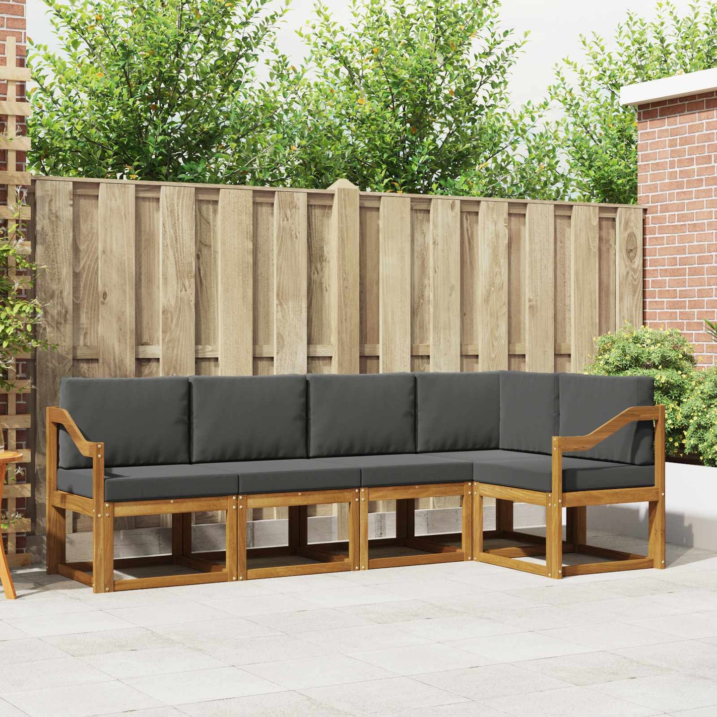 Outdoor-Sofagarnitur 5 stk. Natur und Anthrazit
