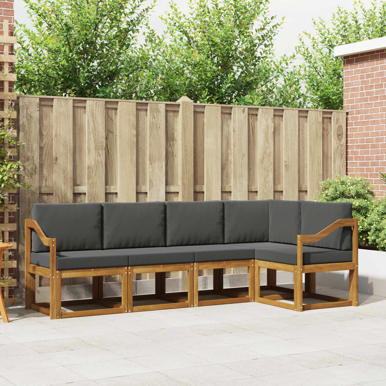 Outdoor-Sofagarnitur 5 stk. Natur und Anthrazit
