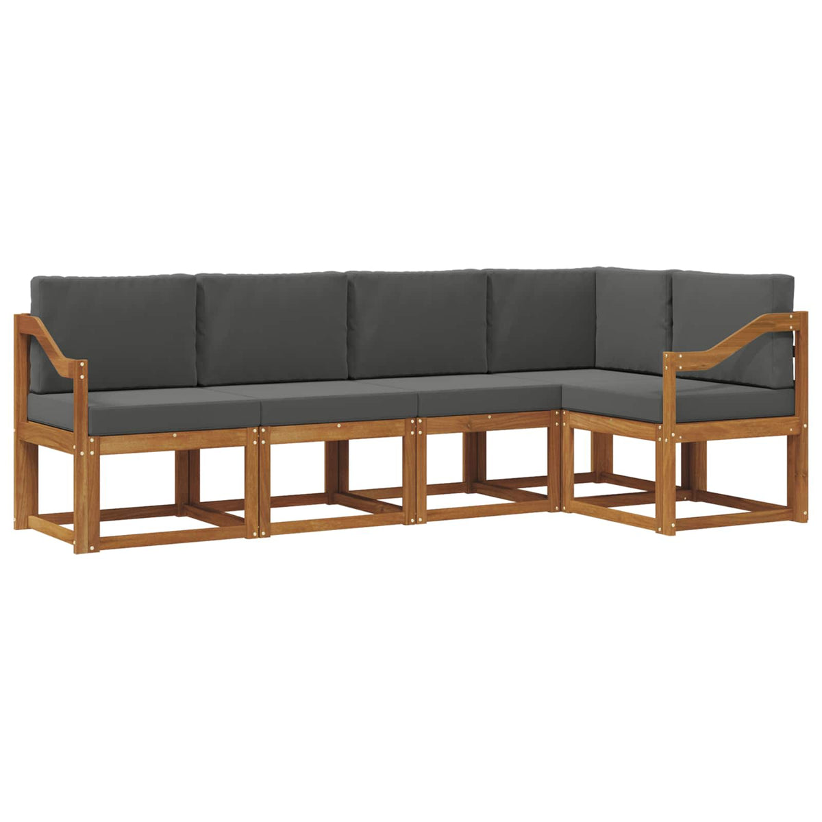 Outdoor-Sofagarnitur 5 stk. Natur und Anthrazit