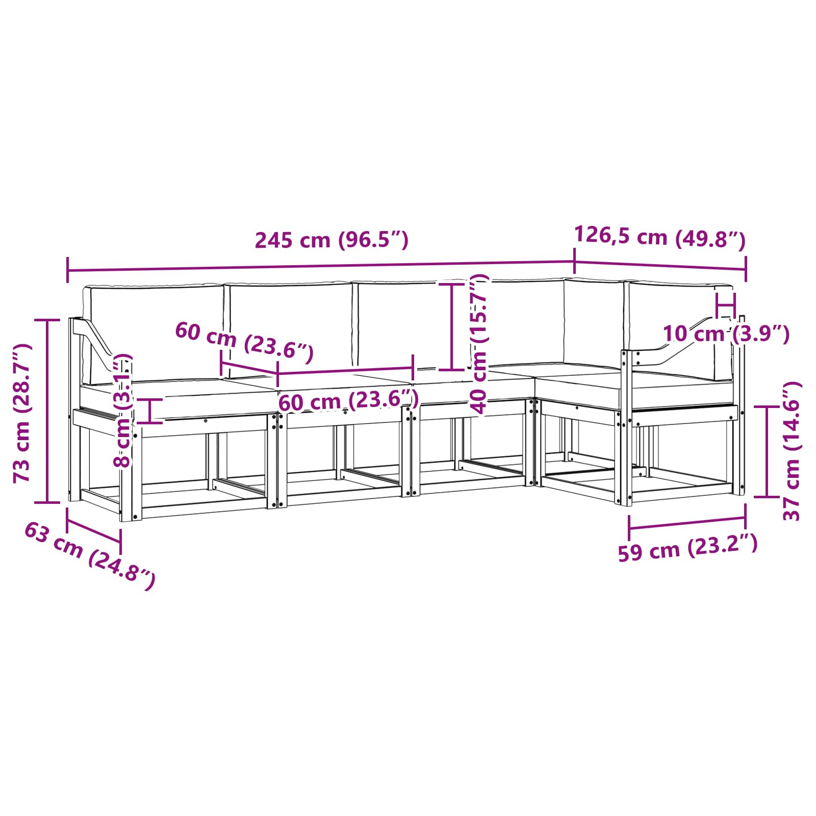 Outdoor-Sofagarnitur 5 stk. Natur und Anthrazit