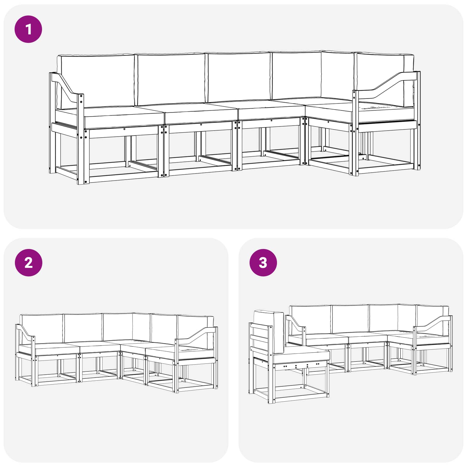 Outdoor-Sofagarnitur 5 stk. Natur und Anthrazit
