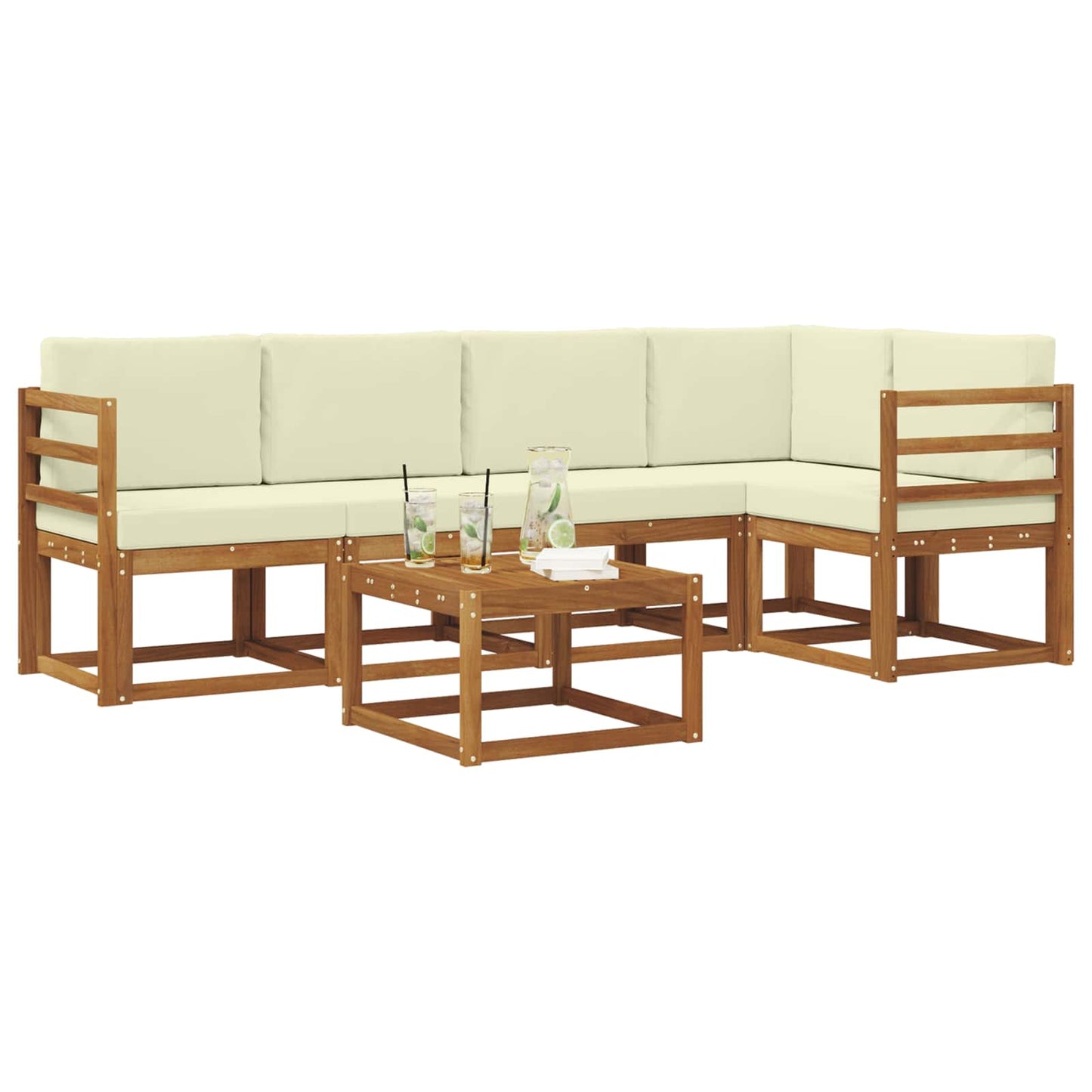 Outdoor-Sofagarnitur 6 stk. Natur und Creme