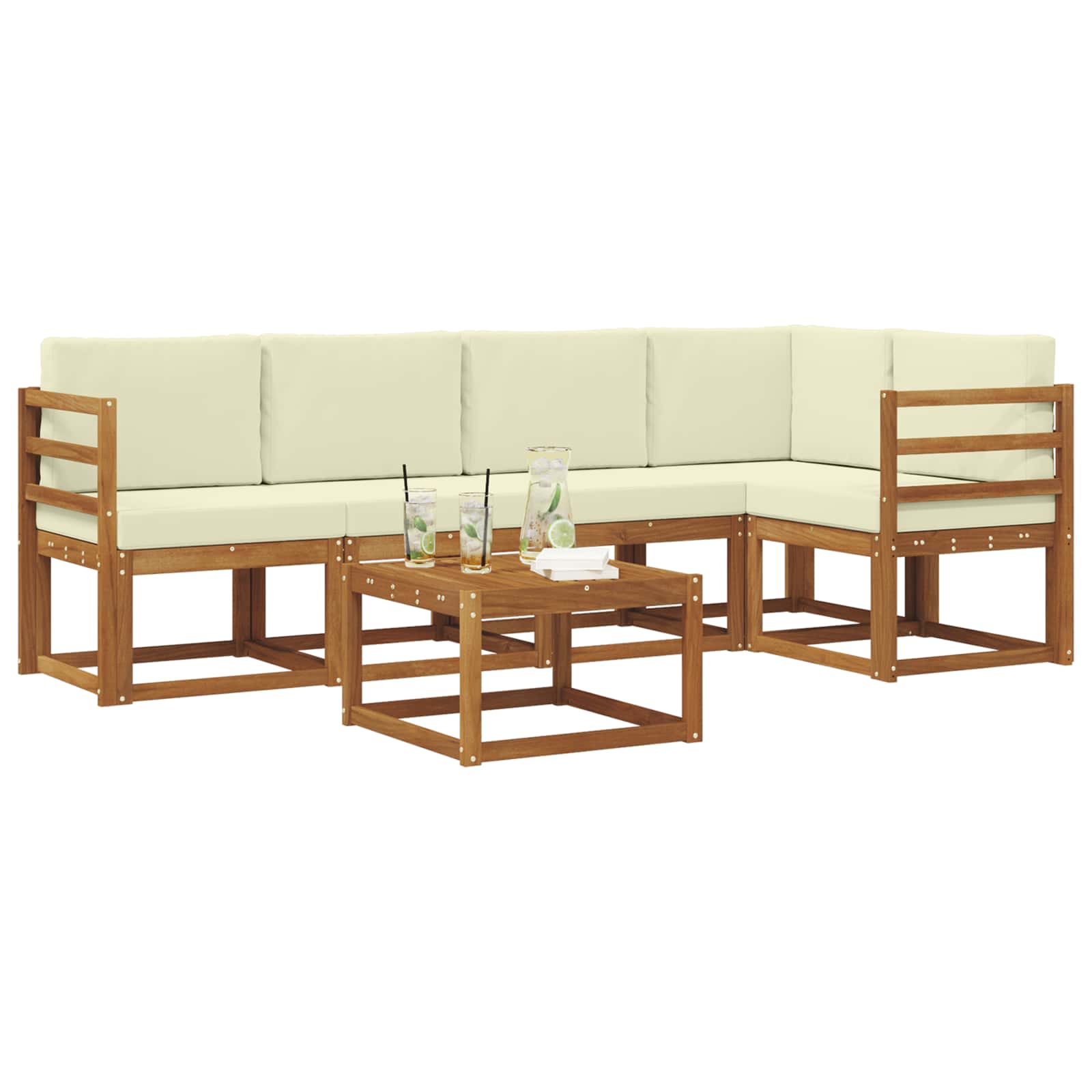 Outdoor-Sofagarnitur 6 stk. Natur und Creme