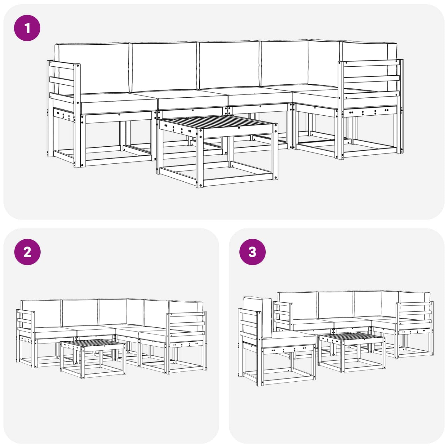 Outdoor-Sofagarnitur 6 stk. Natur und Creme