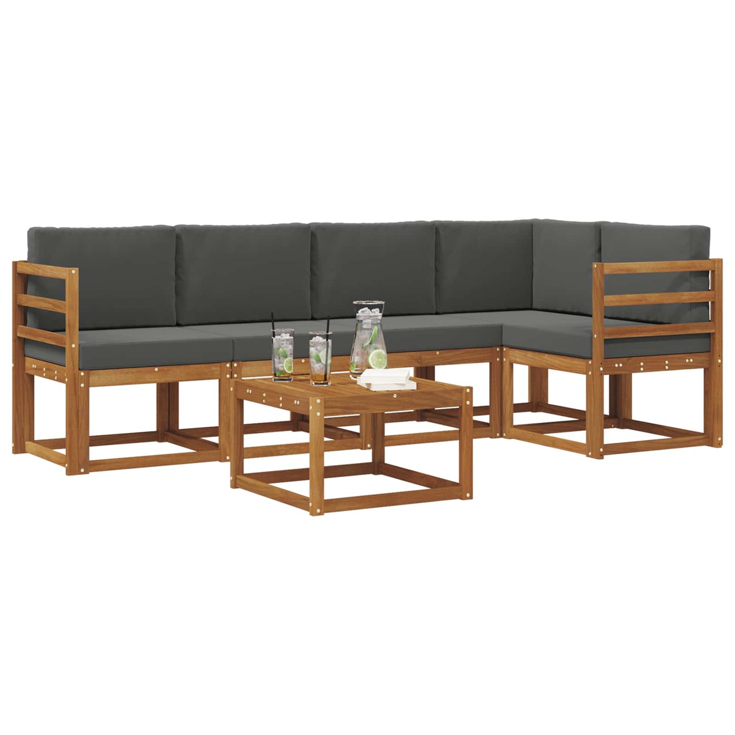 Outdoor-Sofagarnitur 6 stk. Natur und Anthrazit
