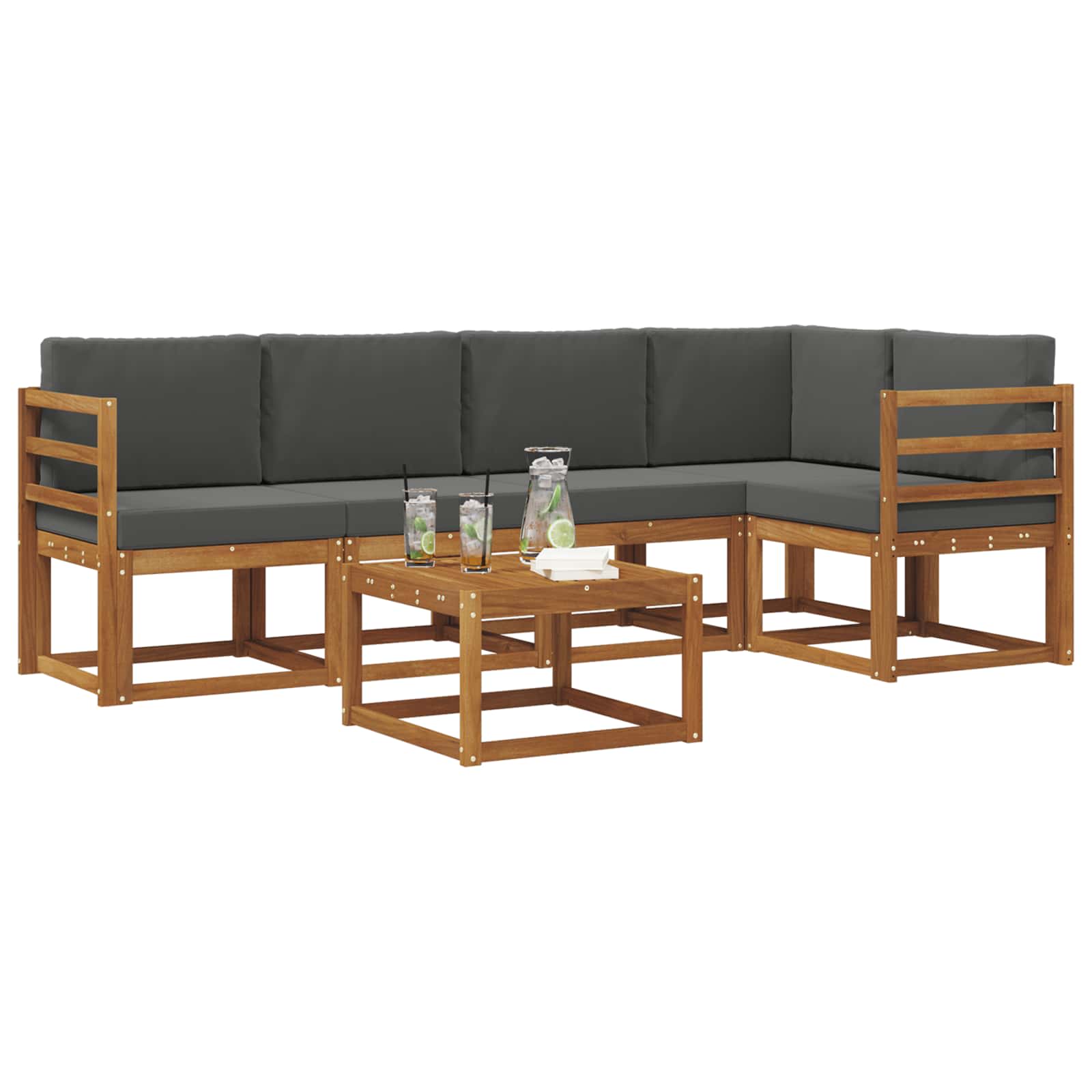 Outdoor-Sofagarnitur 6 stk. Natur und Anthrazit