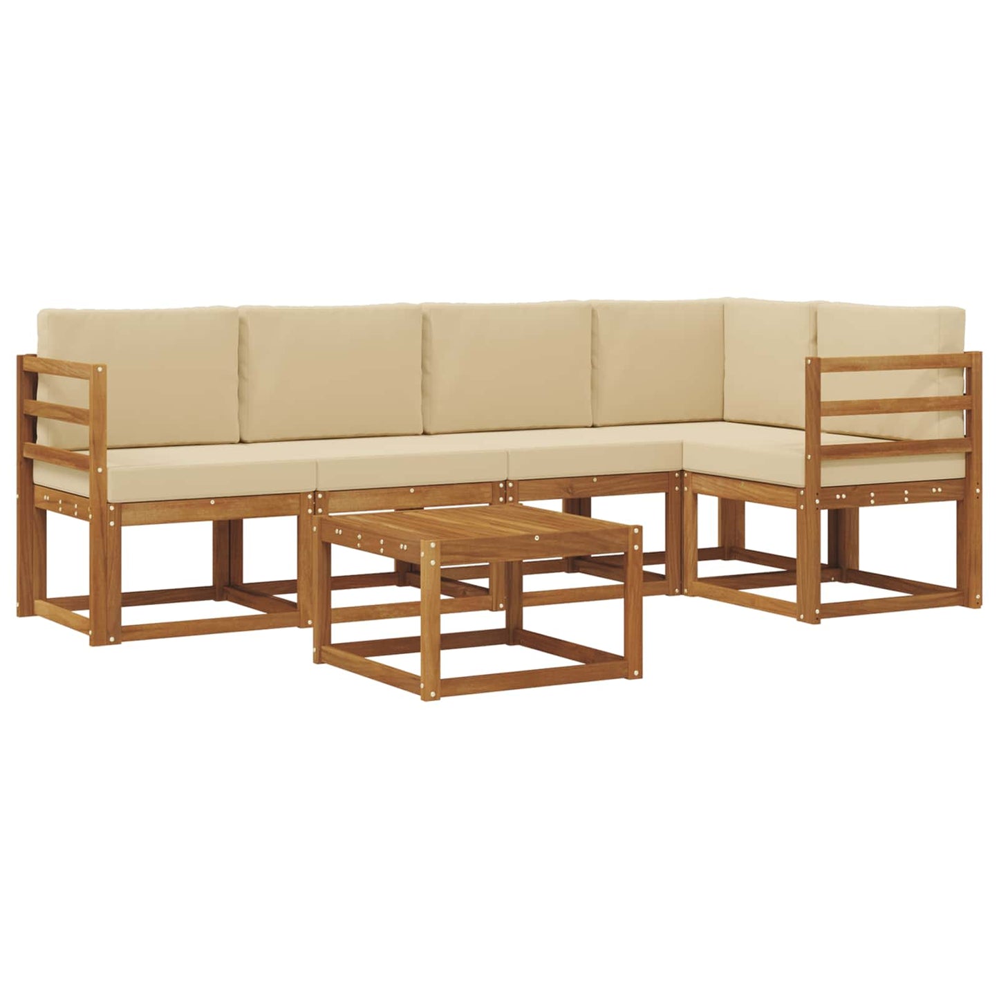 Outdoor-Sofagarnitur 6 stk. Natur und Beige