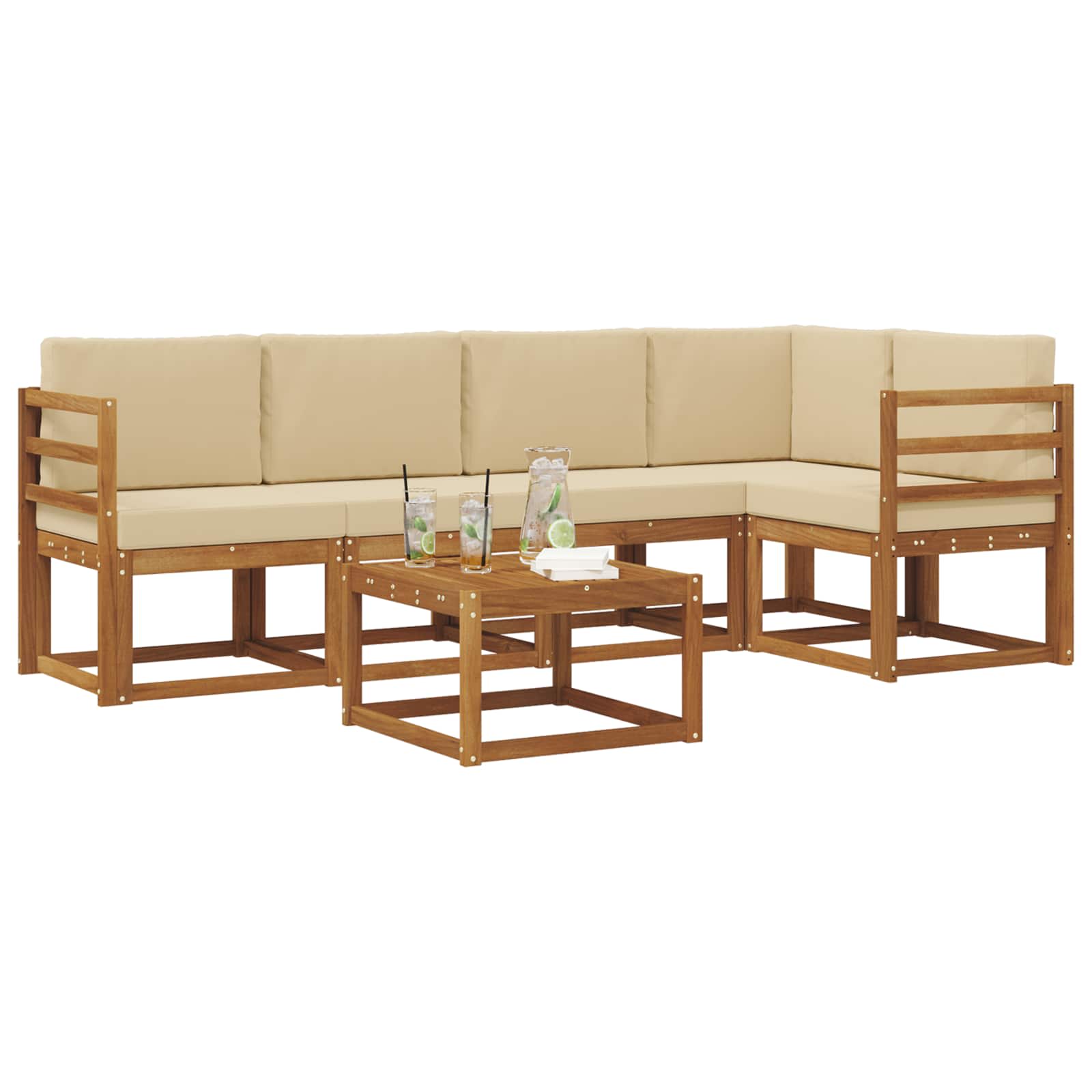 Outdoor-Sofagarnitur 6 stk. Natur und Beige