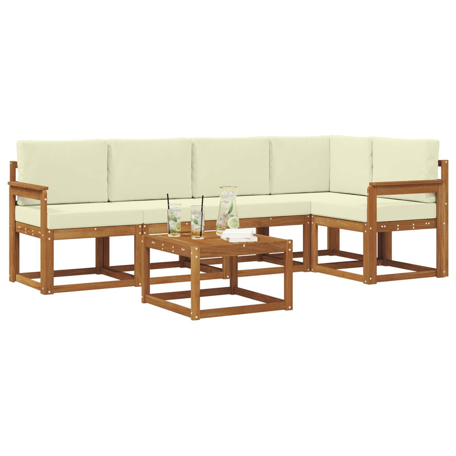 Outdoor-Sofagarnitur 6 stk. Natur und Creme