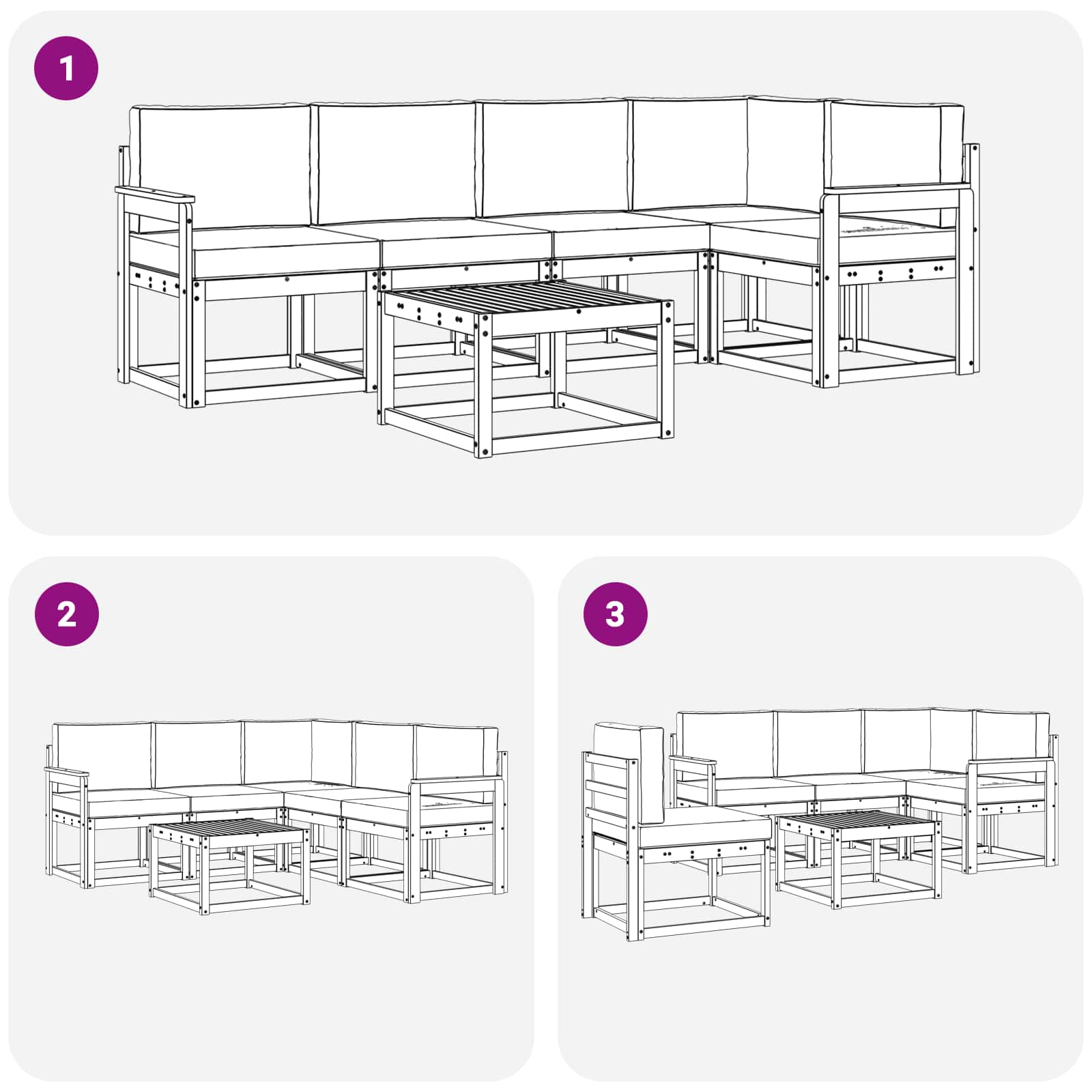 Outdoor-Sofagarnitur 6 stk. Natur und Creme