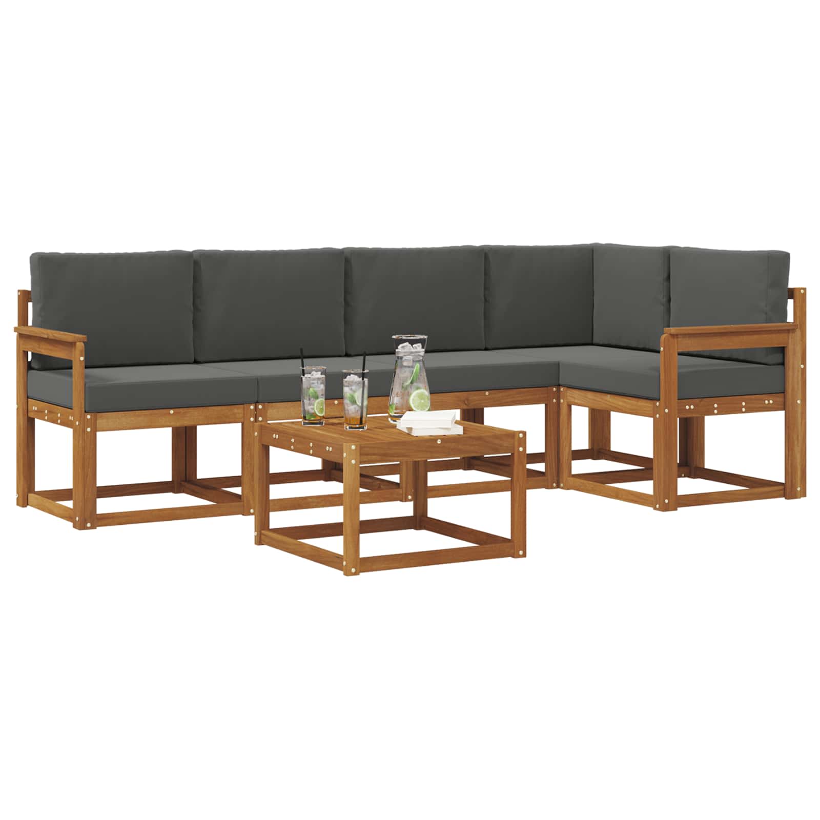 Outdoor-Sofagarnitur 6 stk. Natur und Anthrazit