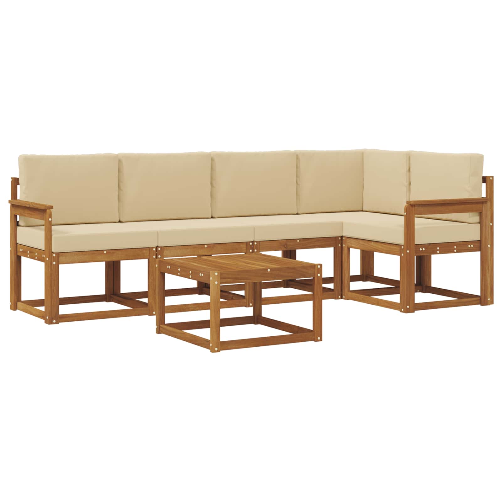 Outdoor-Sofagarnitur 6 stk. Natur und Beige