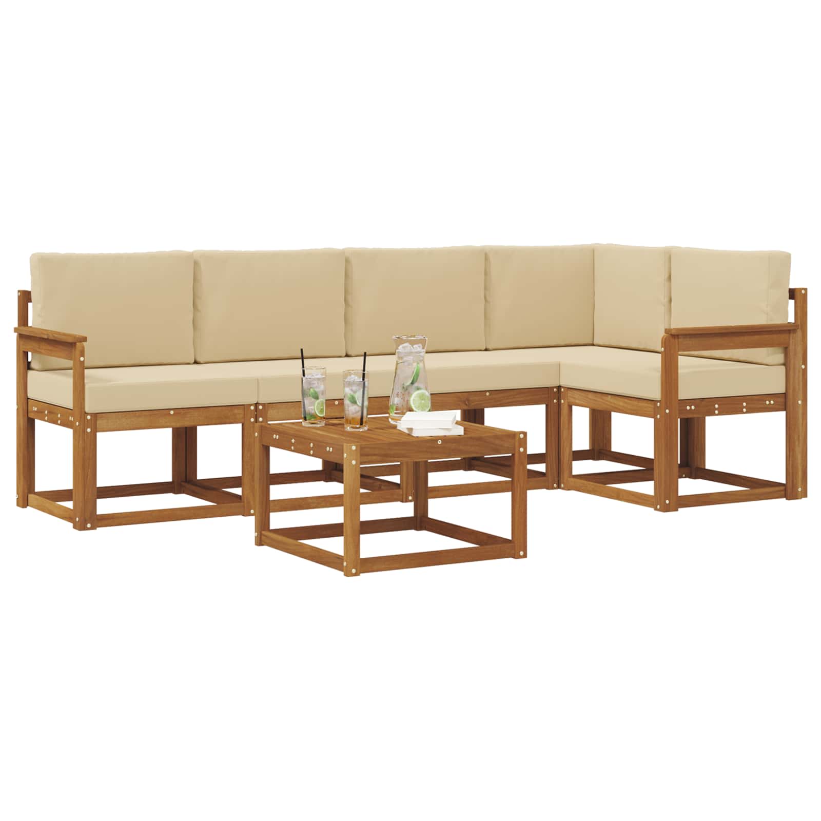 Outdoor-Sofagarnitur 6 stk. Natur und Beige