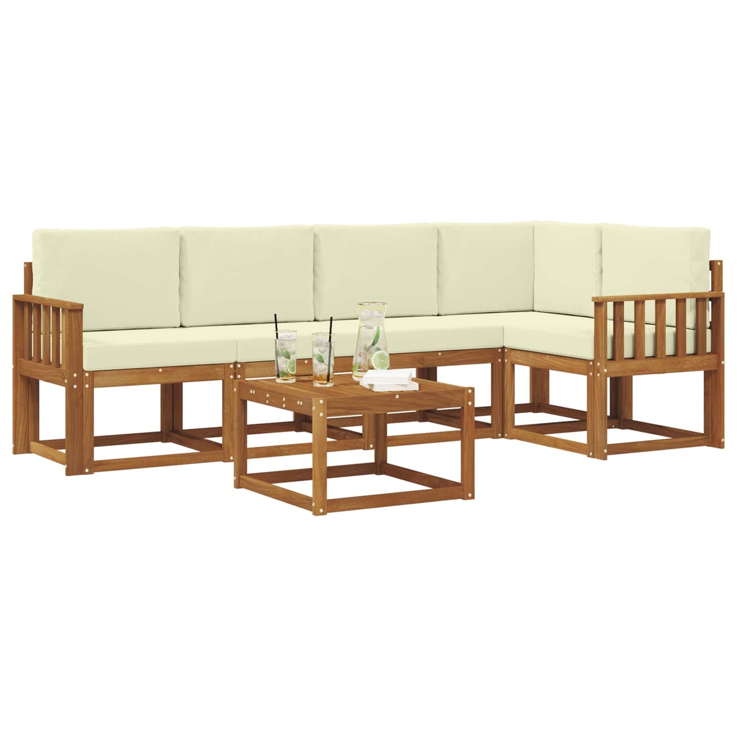 Outdoor-Sofagarnitur 6 stk. Natur und Creme