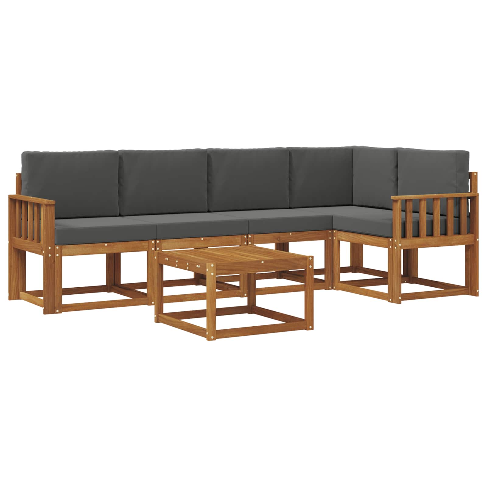 Outdoor-Sofagarnitur 6 stk. Natur und Anthrazit