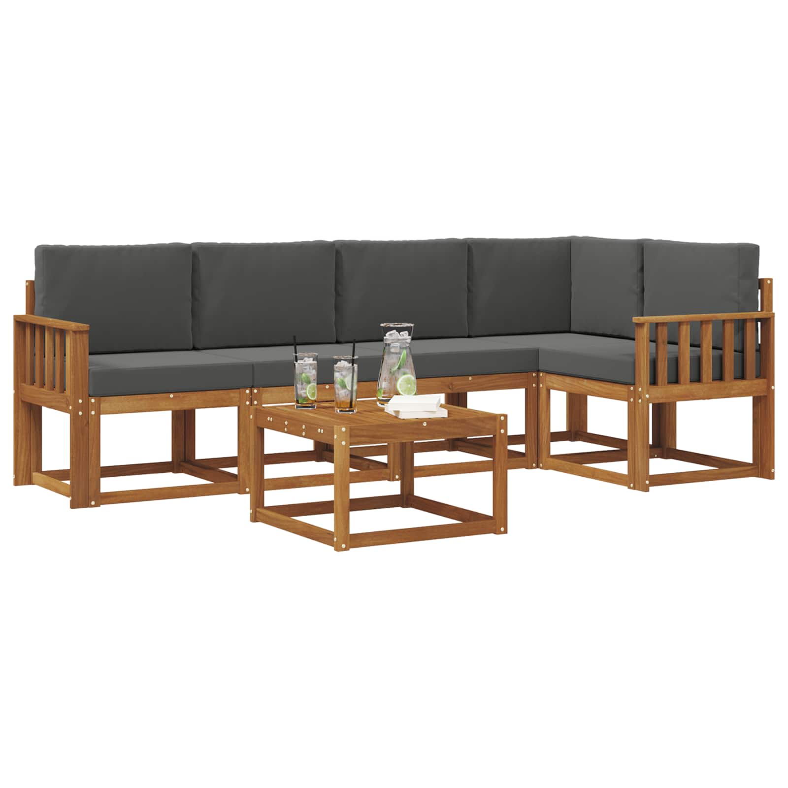 Outdoor-Sofagarnitur 6 stk. Natur und Anthrazit