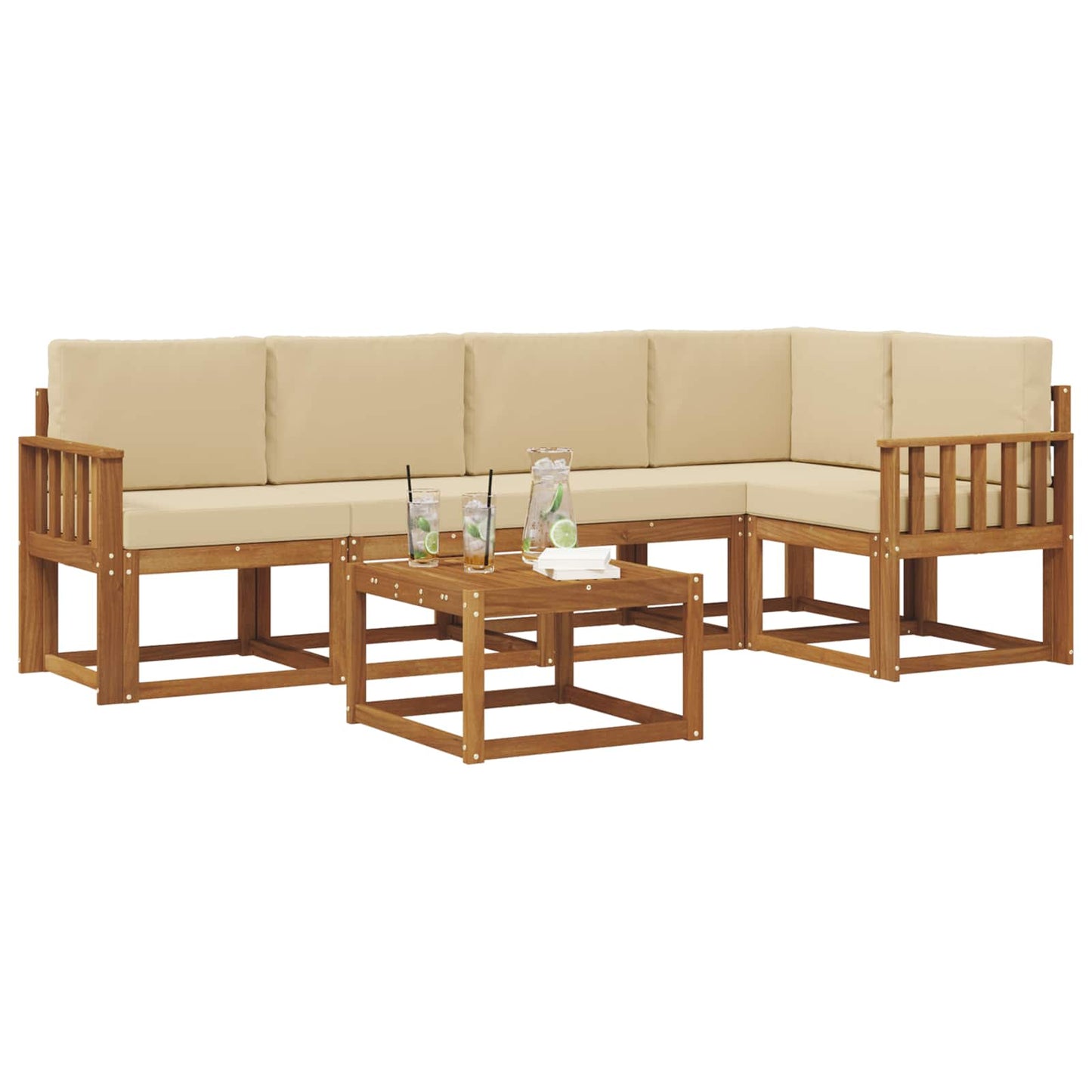 Outdoor-Sofagarnitur 6 stk. Natur und Beige