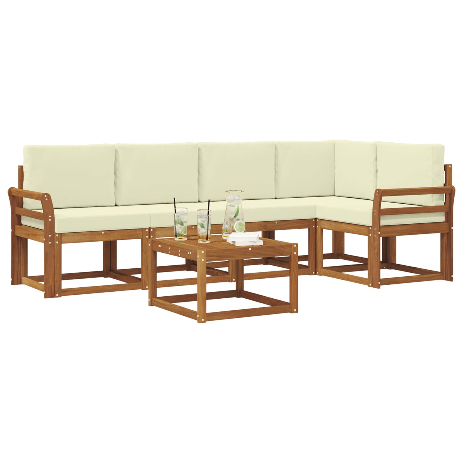 Outdoor-Sofagarnitur 6 stk. Natur und Creme
