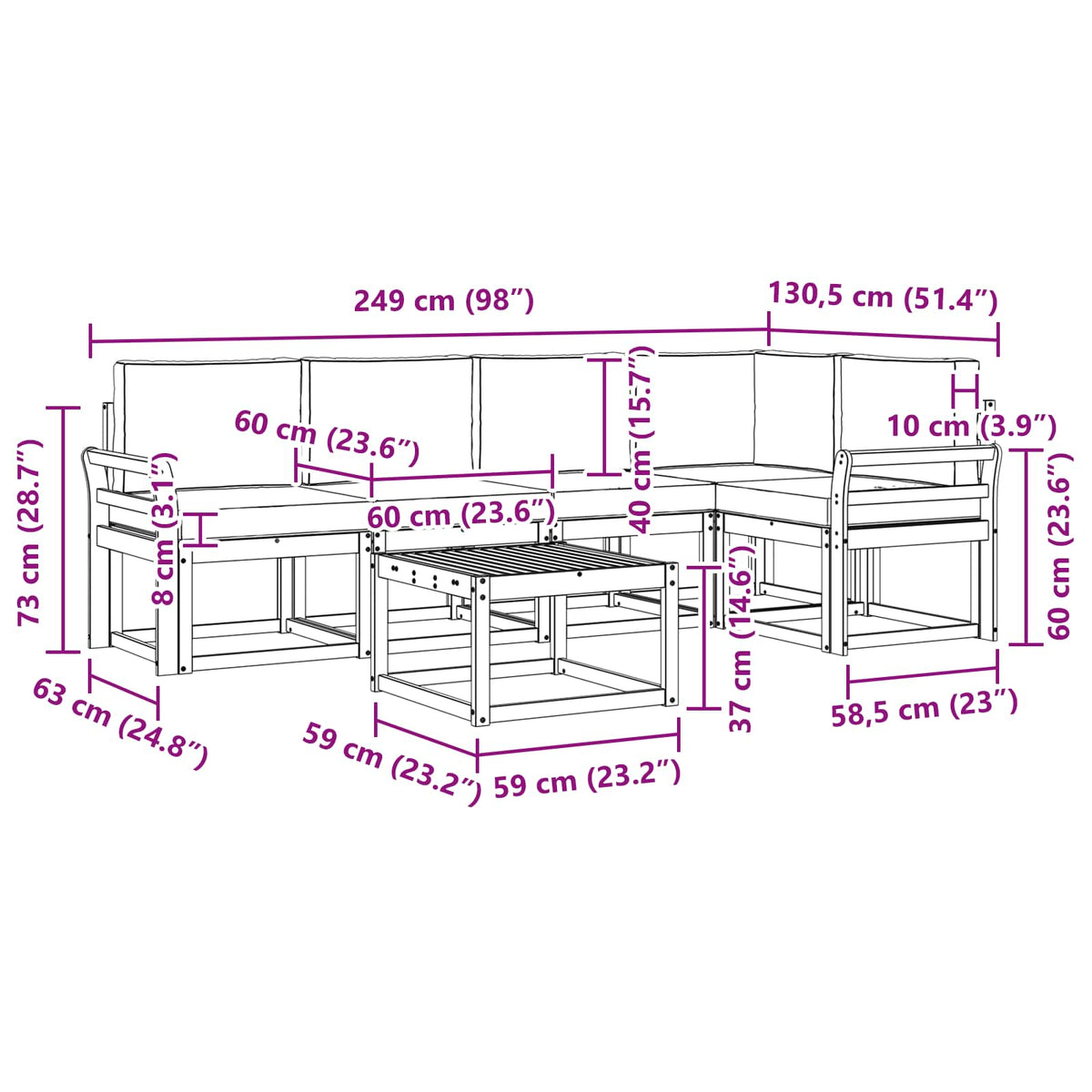 Outdoor-Sofagarnitur 6 stk. Natur und Creme