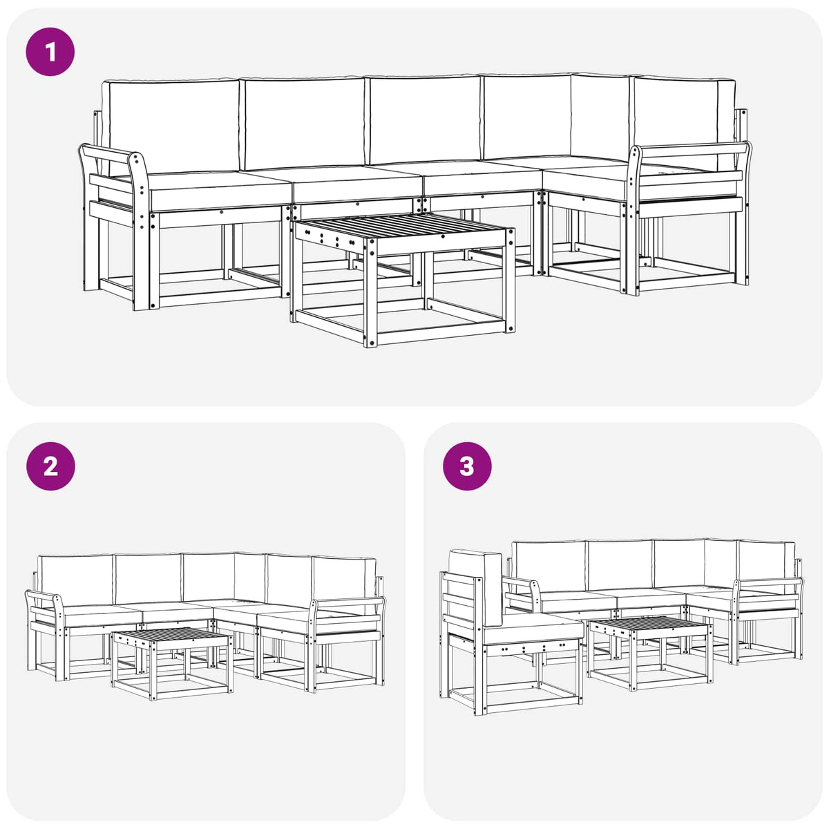 Outdoor-Sofagarnitur 6 stk. Natur und Creme