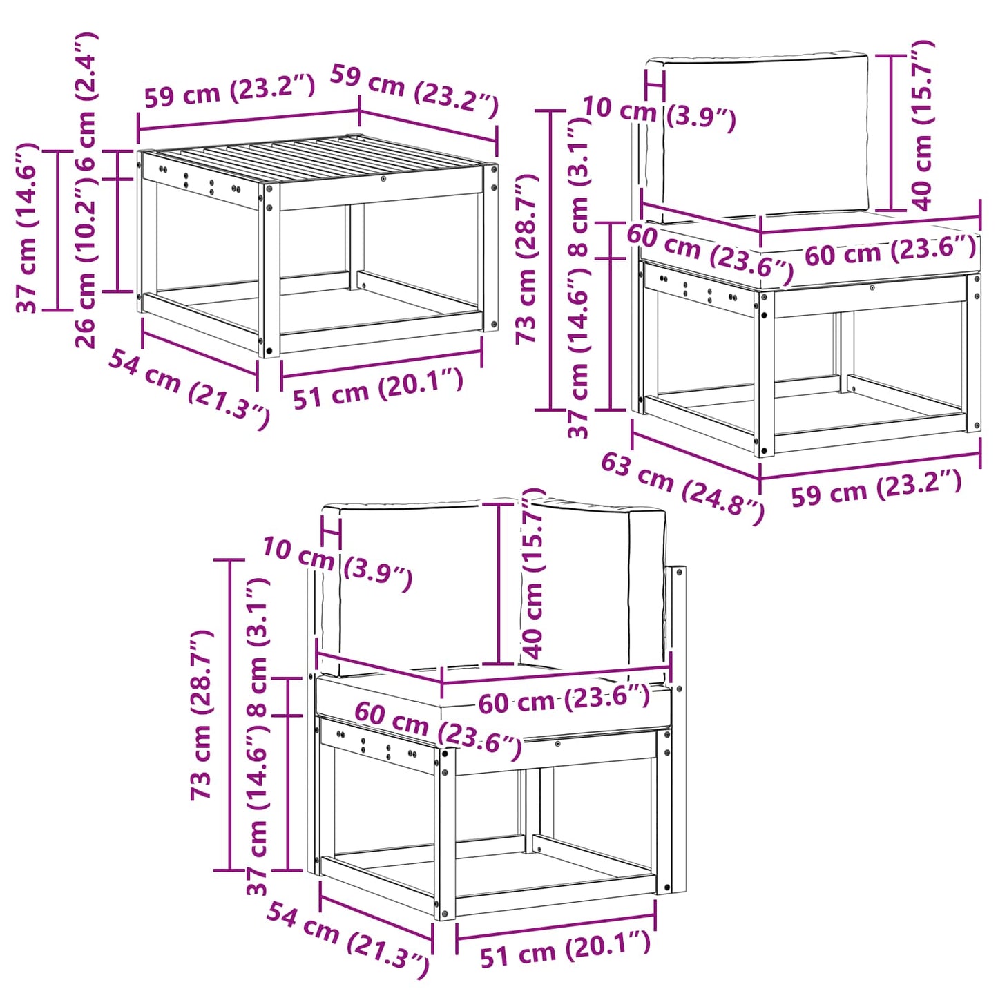 Outdoor-Sofagarnitur 6 stk. Natürlich und Hellgrau