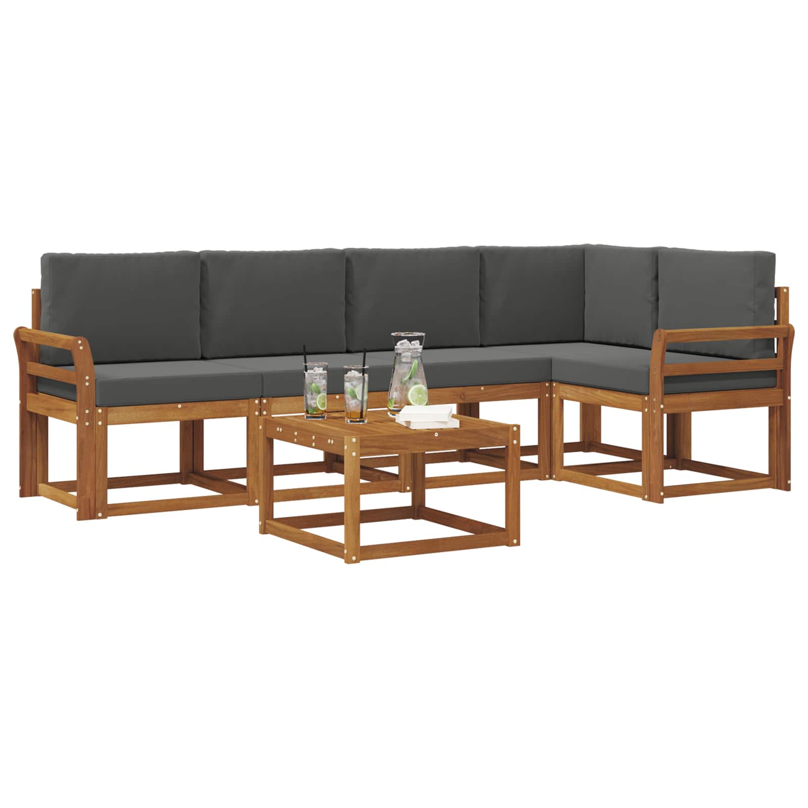 Outdoor-Sofagarnitur 6 stk. Natur und Anthrazit
