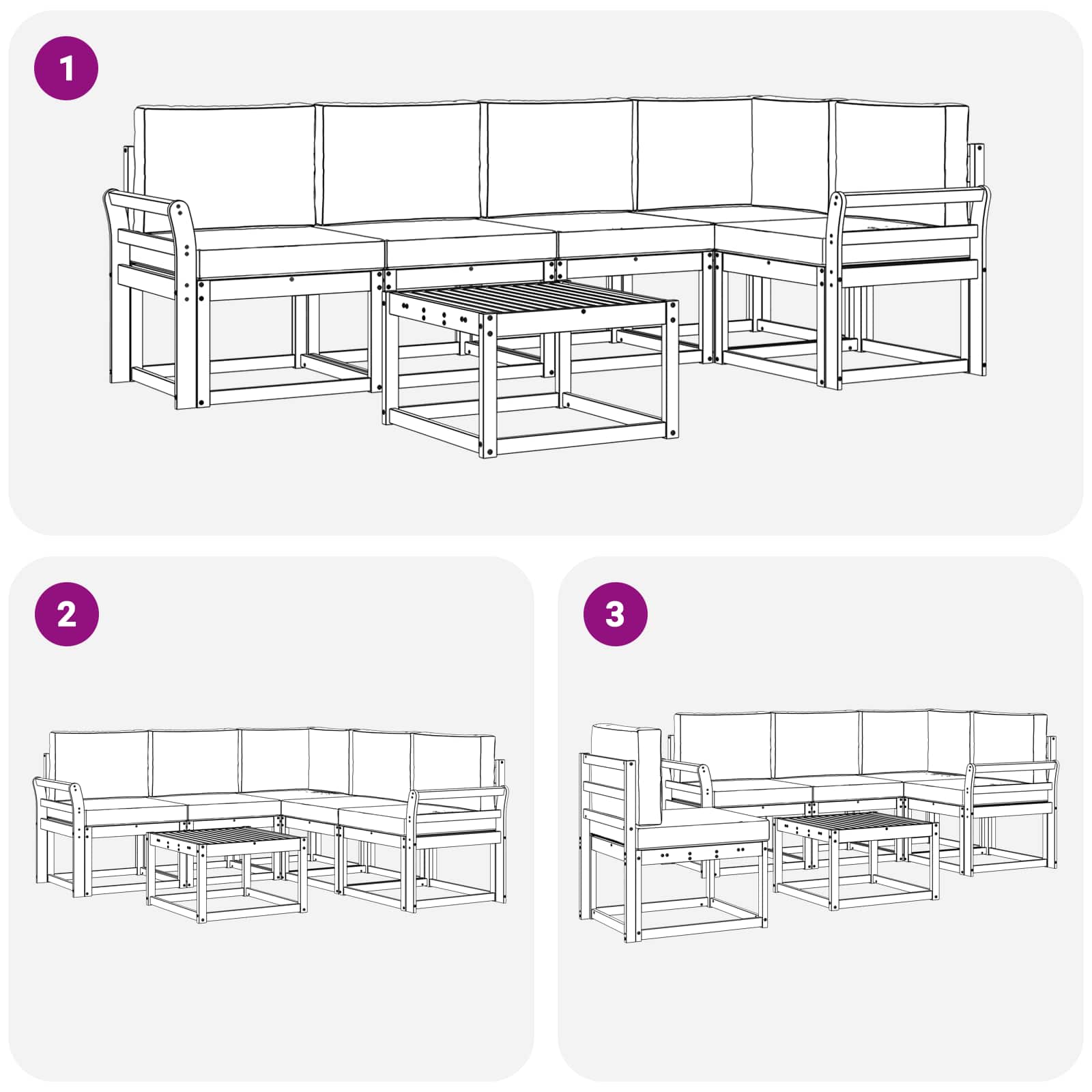 Outdoor-Sofagarnitur 6 stk. Natur und Anthrazit