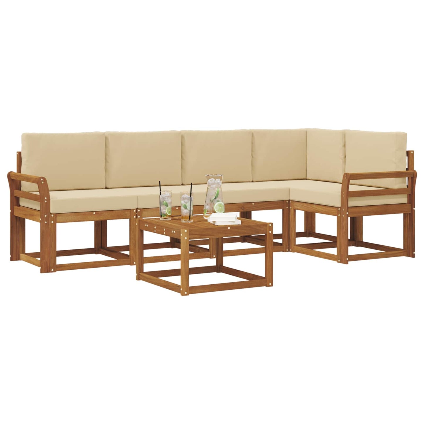 Outdoor-Sofagarnitur 6 stk. Natur und Beige