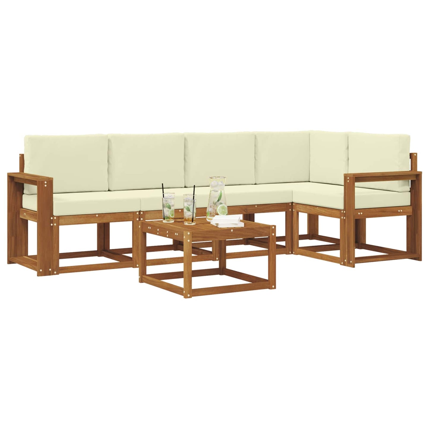 Outdoor-Sofagarnitur 6 stk. Natur und Creme