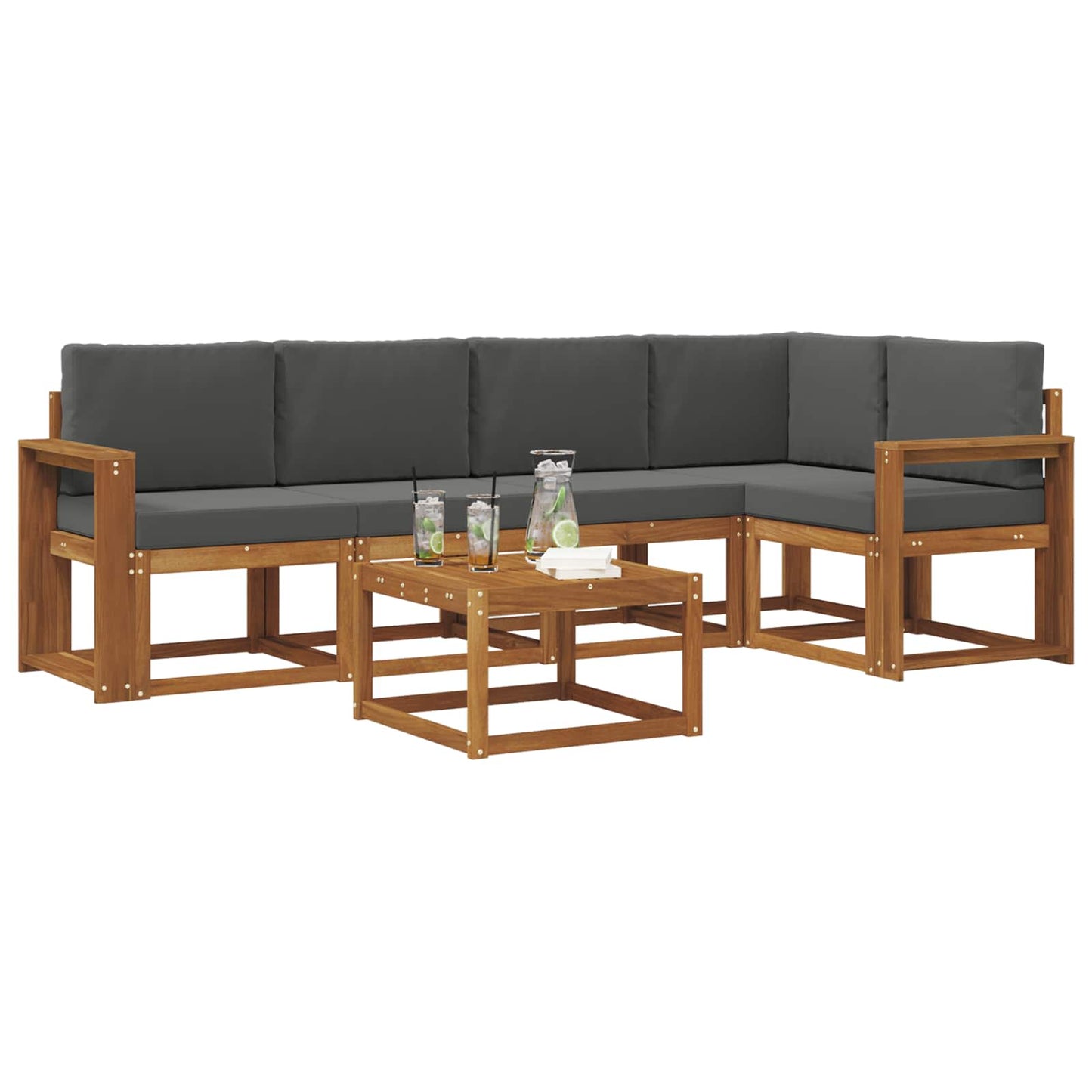Outdoor-Sofagarnitur 6 stk. Natur und Anthrazit