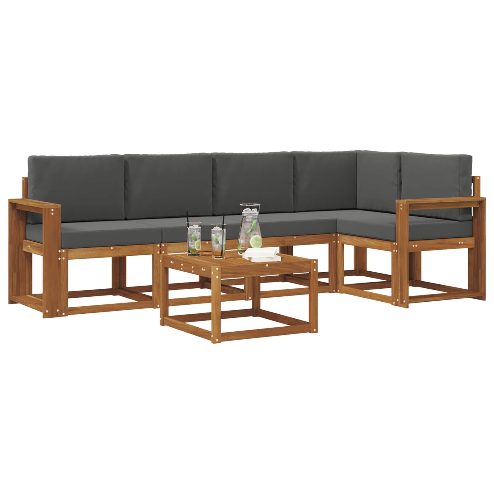 Outdoor-Sofagarnitur 6 stk. Natur und Anthrazit