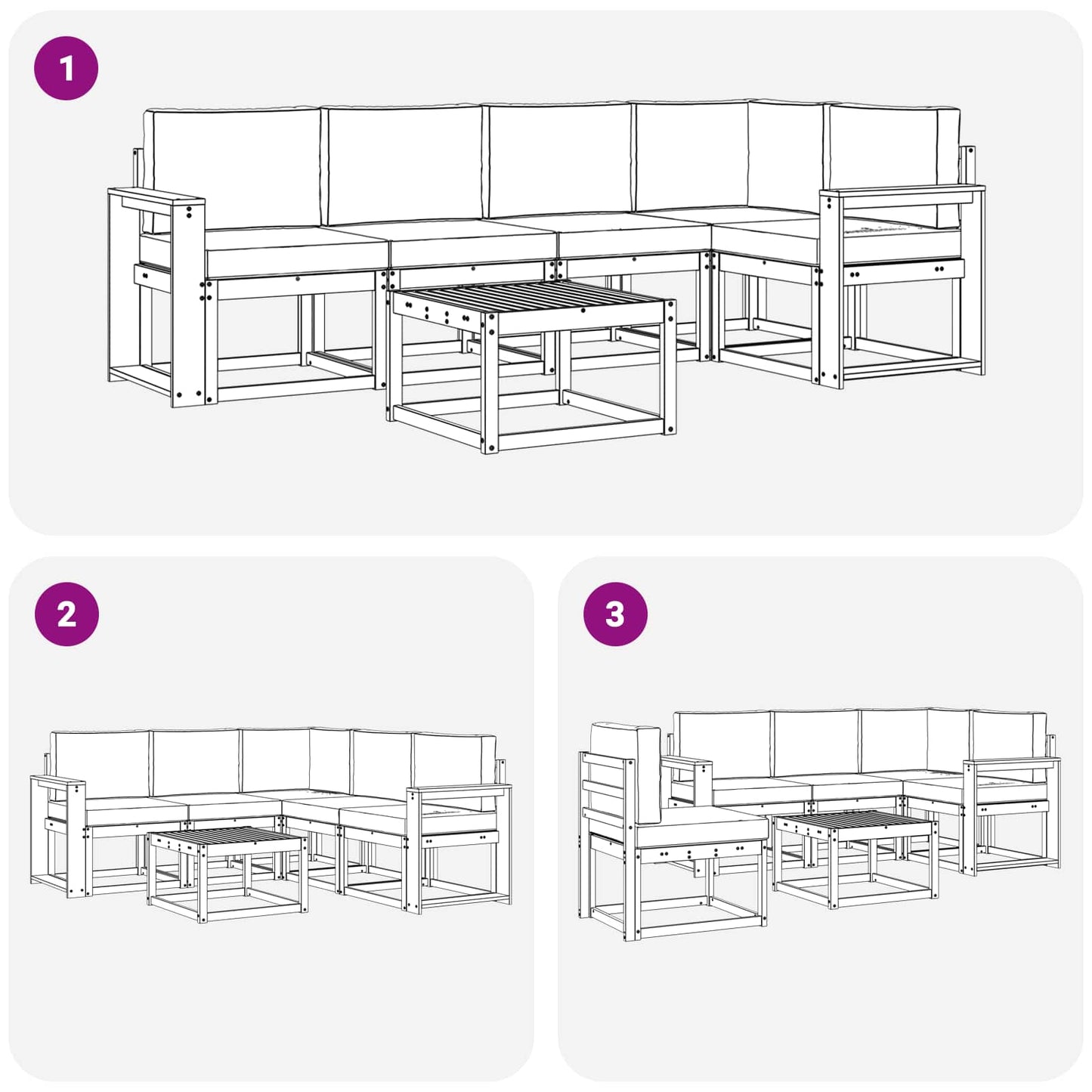 Outdoor-Sofagarnitur 6 stk. Natur und Anthrazit