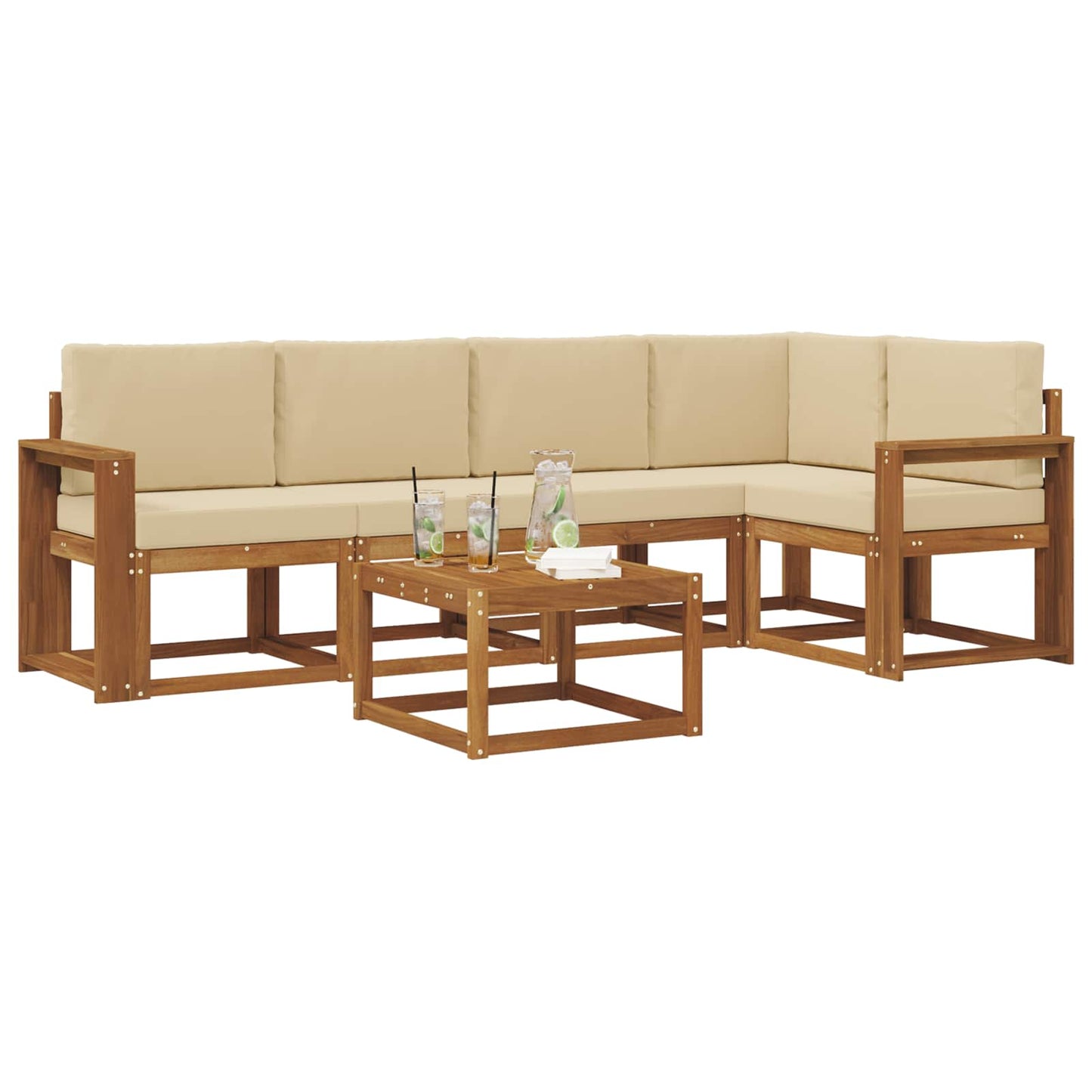 Outdoor-Sofagarnitur 6 stk. Natur und Beige