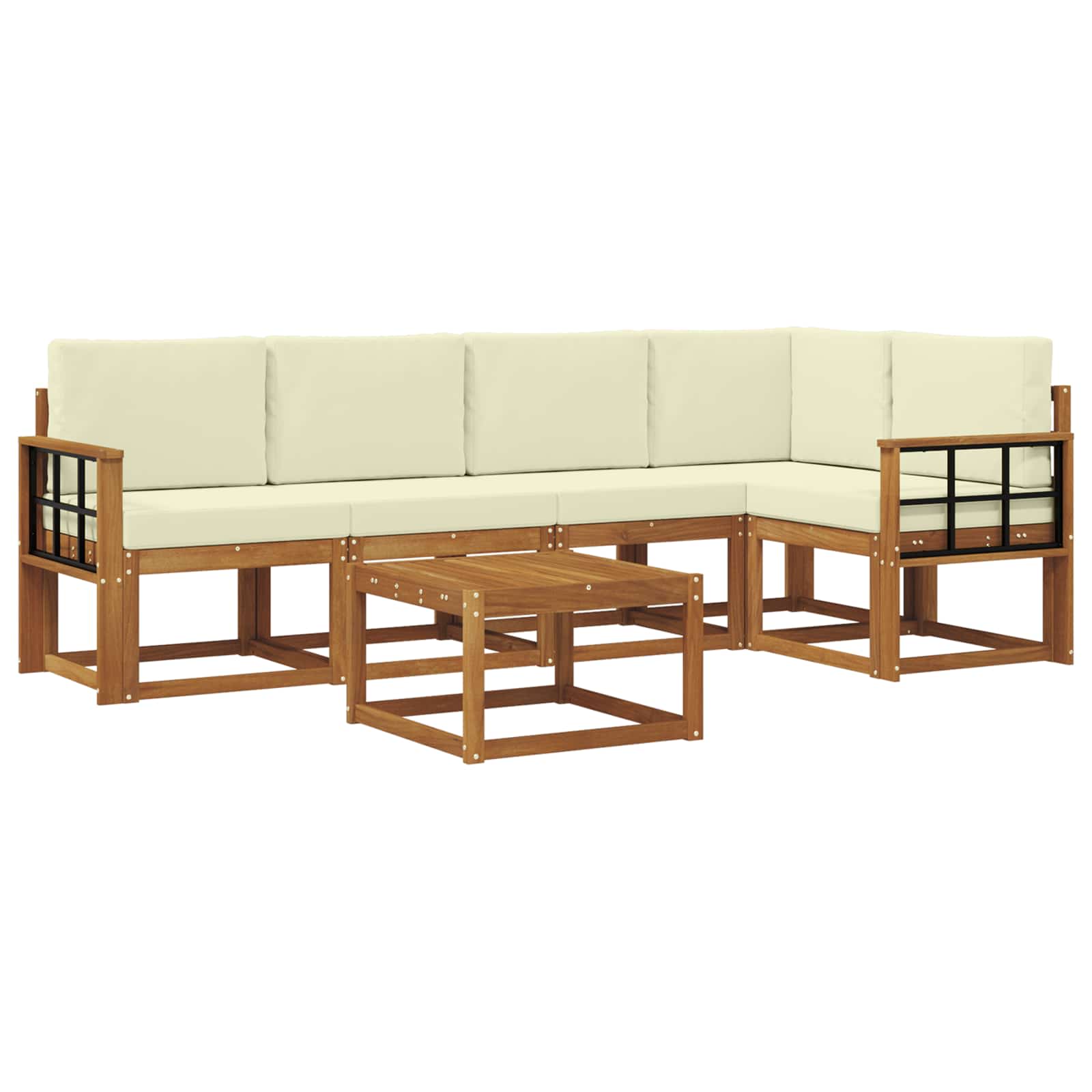 Outdoor-Sofagarnitur 6 stk. Natur und Creme